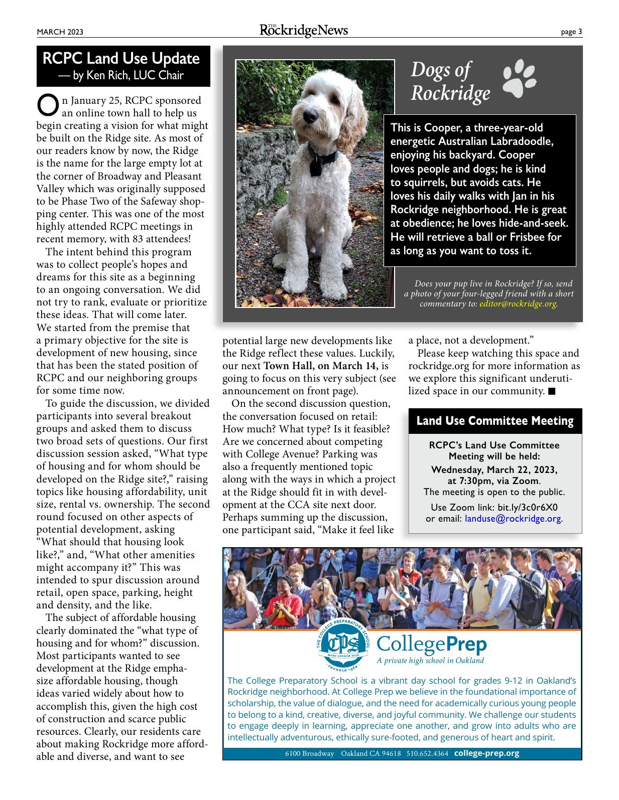 Click to zoom in The Rockridge News, March 2023, page 3