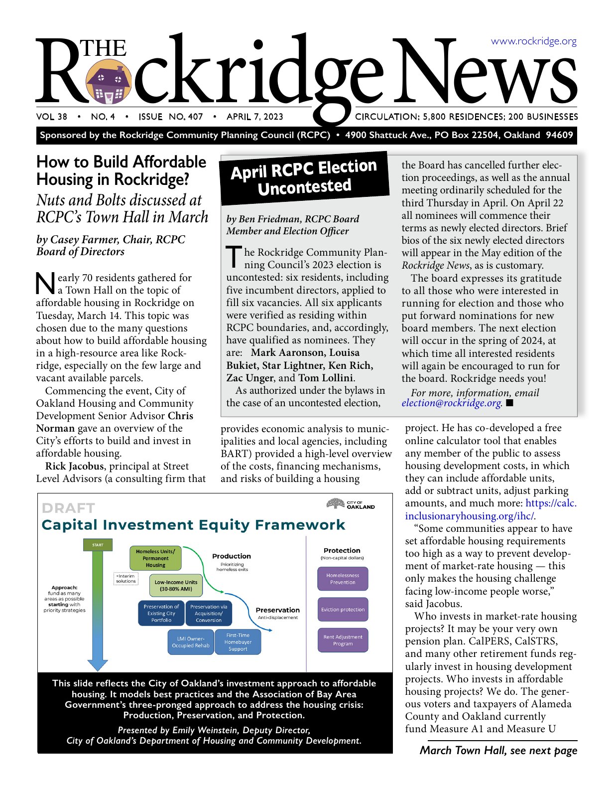 Click to zoom in The Rockridge News, April 2023, page 1