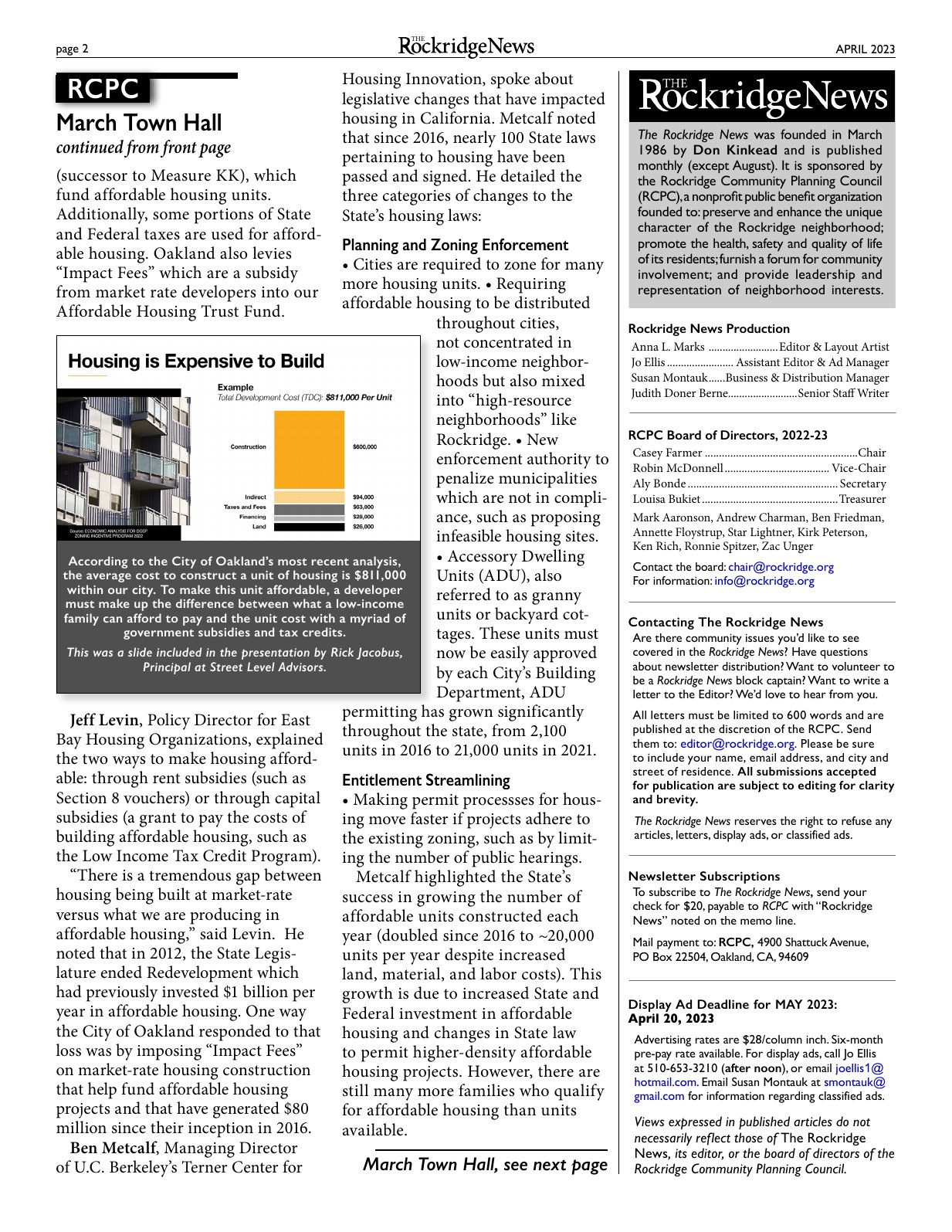 Click to zoom in The Rockridge News, April 2023, page 2