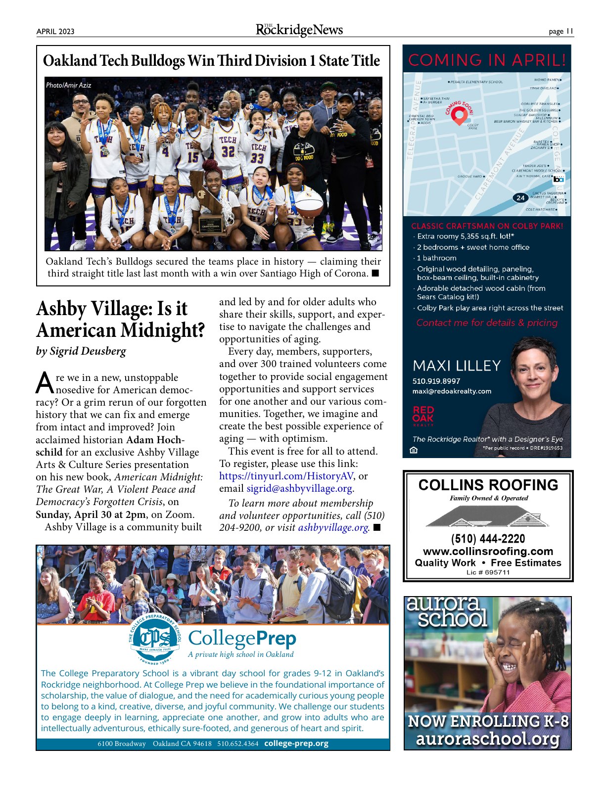 Click to zoom in The Rockridge News, April 2023, page 11