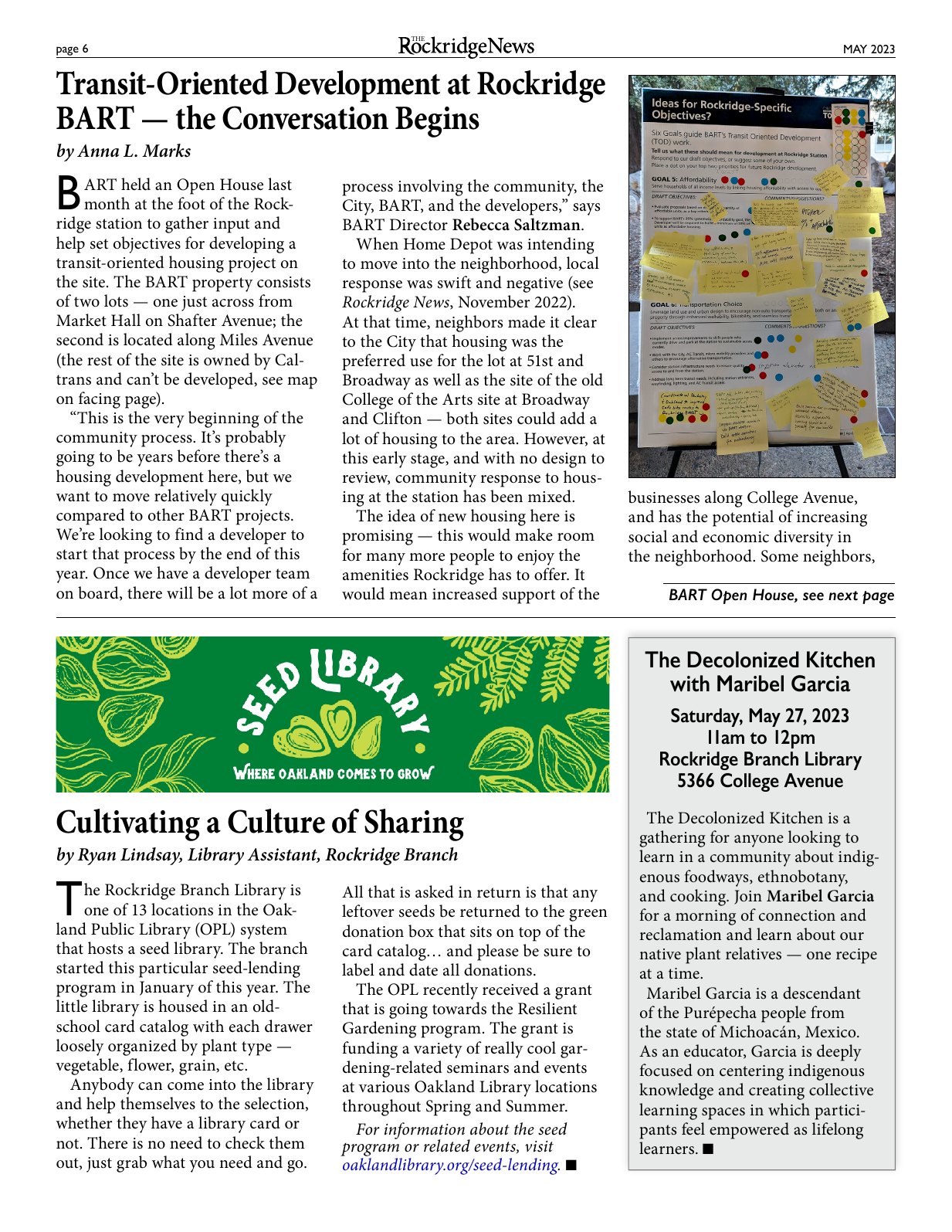 Click to zoom in The Rockridge News, May 2023, page 6