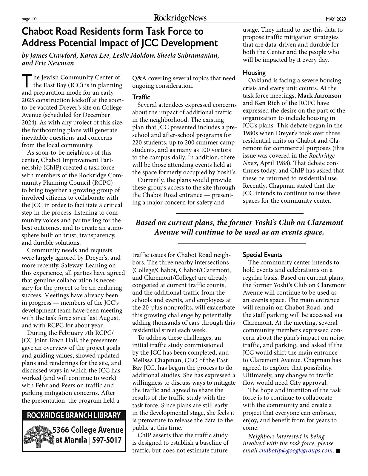 Click to zoom in The Rockridge News, May 2023, page 10