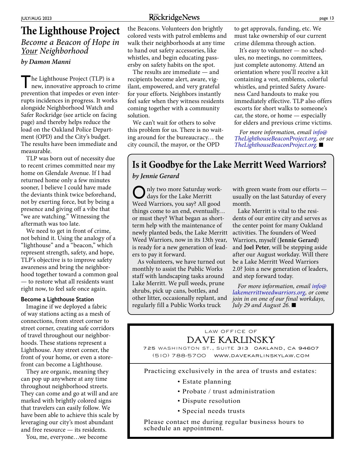 Click to zoom in The Rockridge News, July 2023, page 13