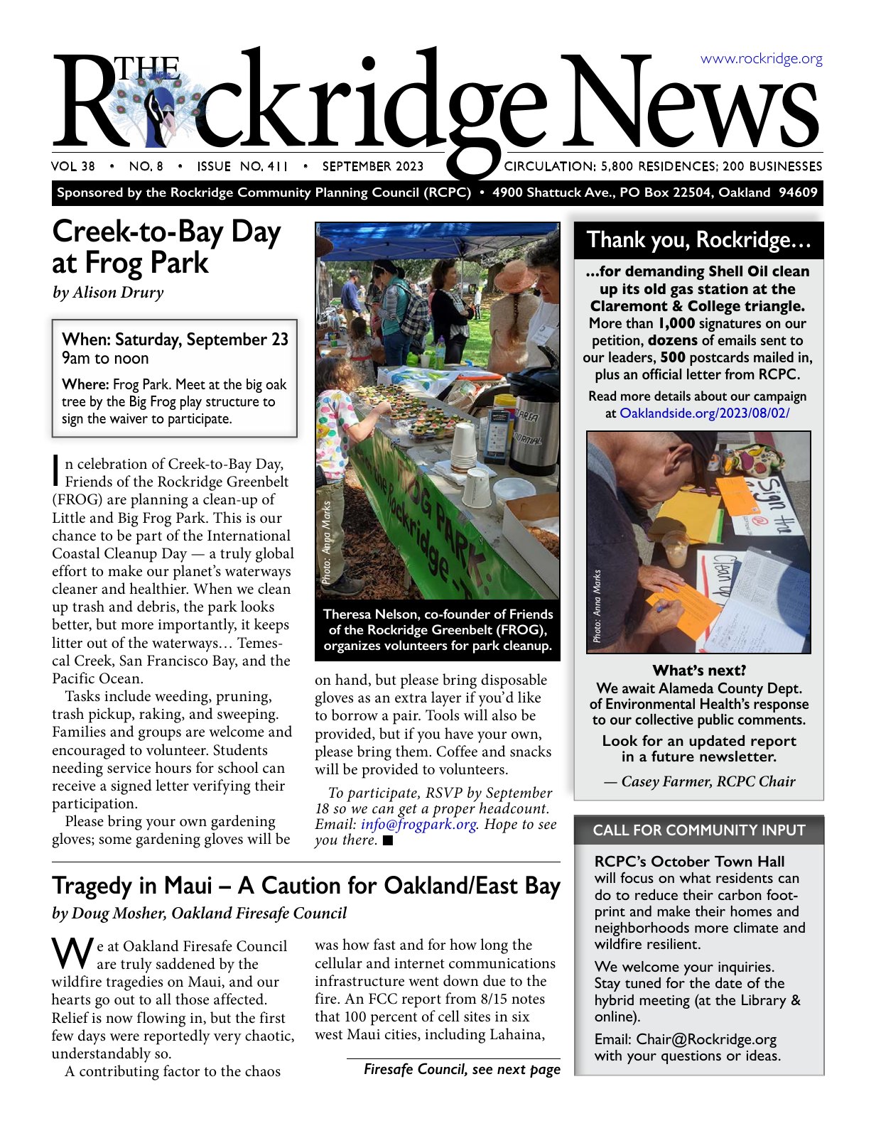 Click to zoom in The Rockridge News, September 2023, page 1