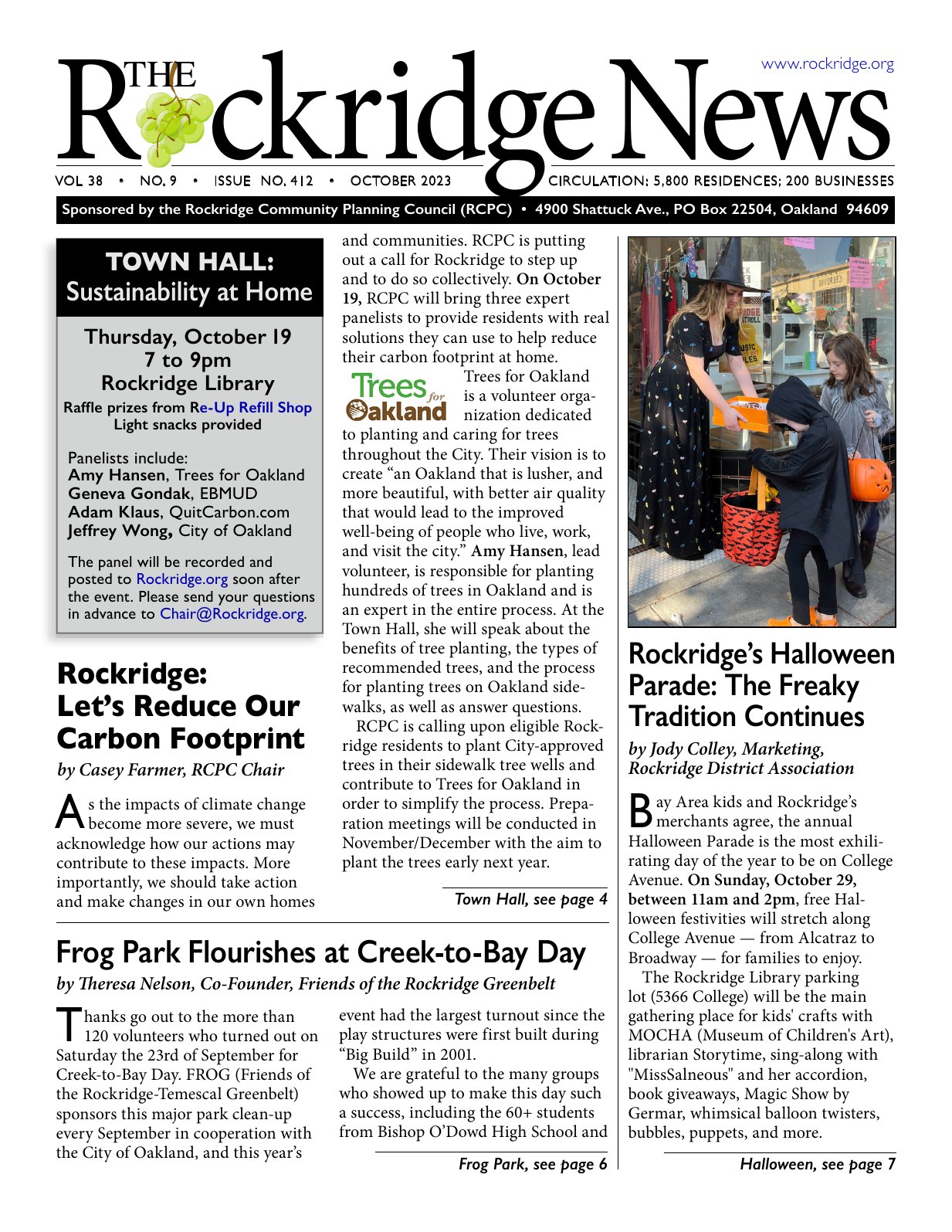 Click to zoom in The Rockridge News, October 2023, page 1