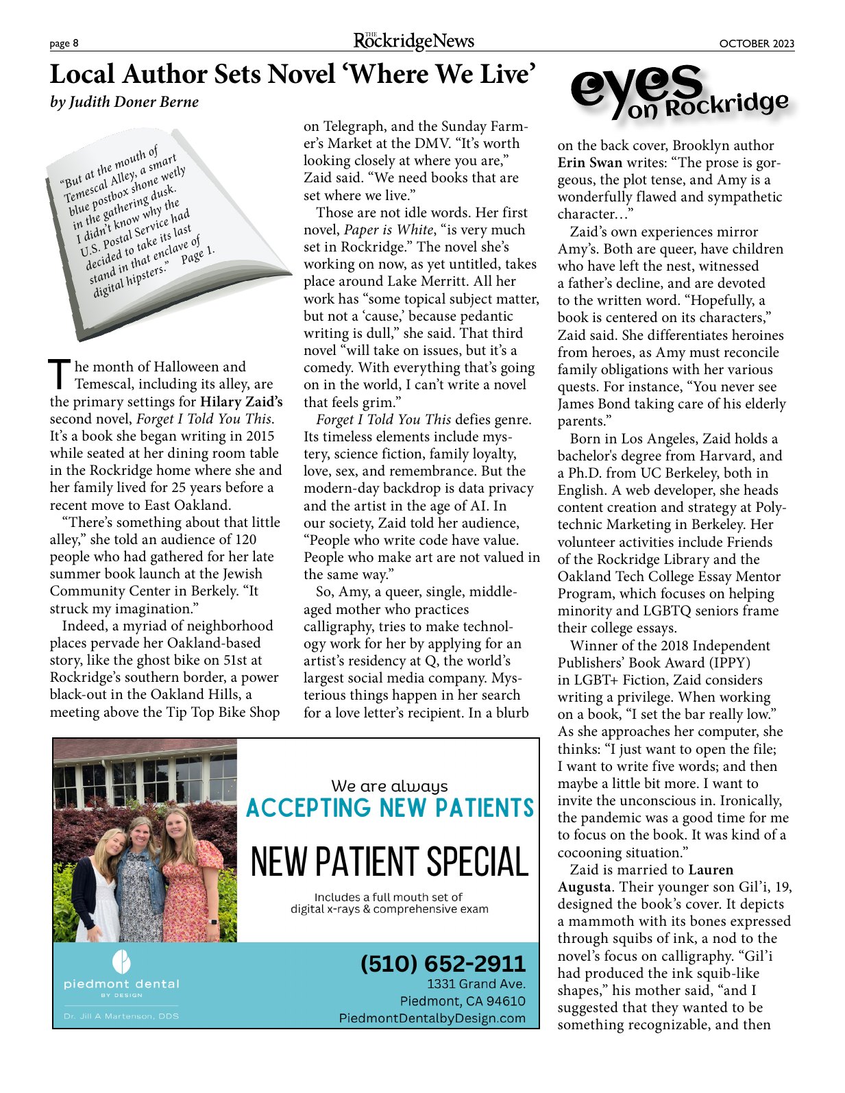 Click to zoom in The Rockridge News, October 2023, page 8