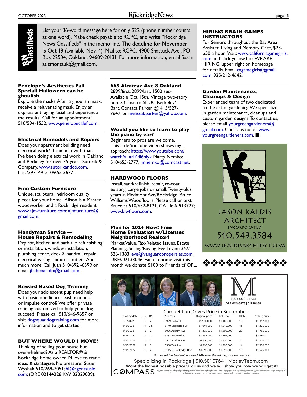 Click to zoom in The Rockridge News, October 2023, page 15