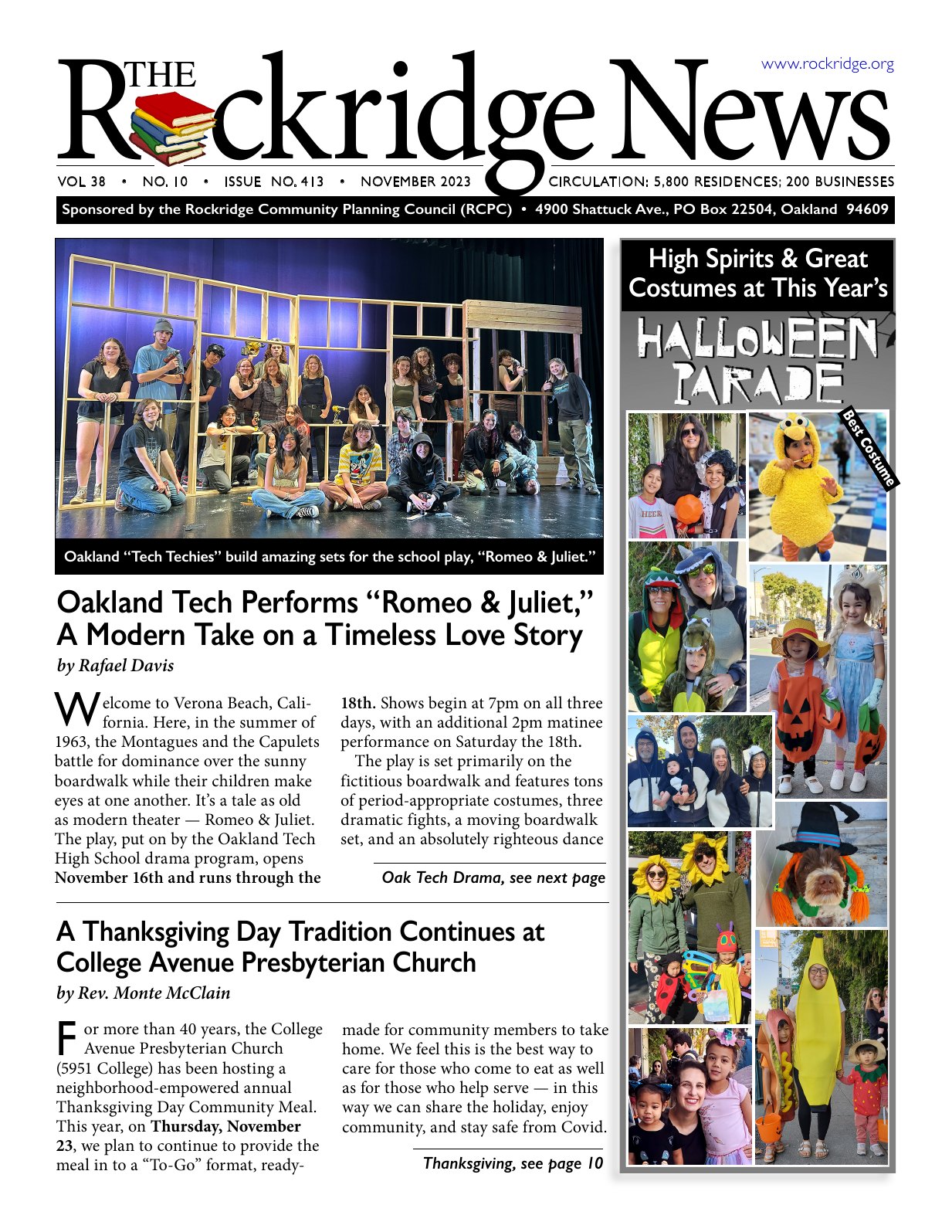 Click to zoom in The Rockridge News, November 2023, page 1