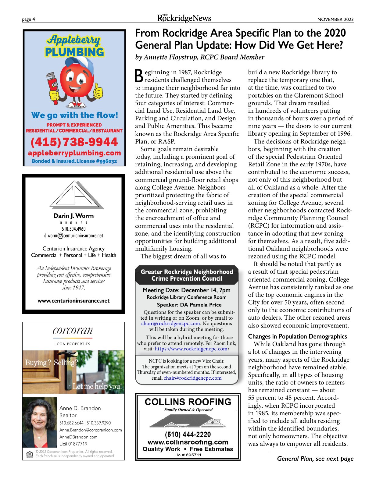 Click to zoom in The Rockridge News, November 2023, page 4