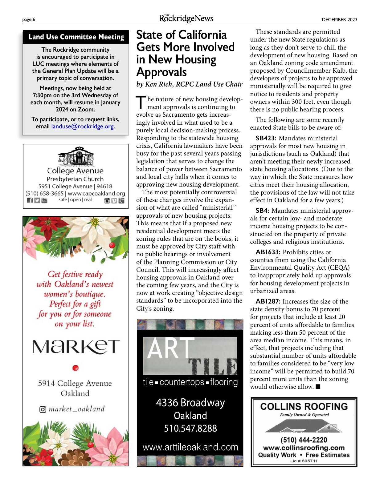Click to zoom in The Rockridge News, December 2023, page 6