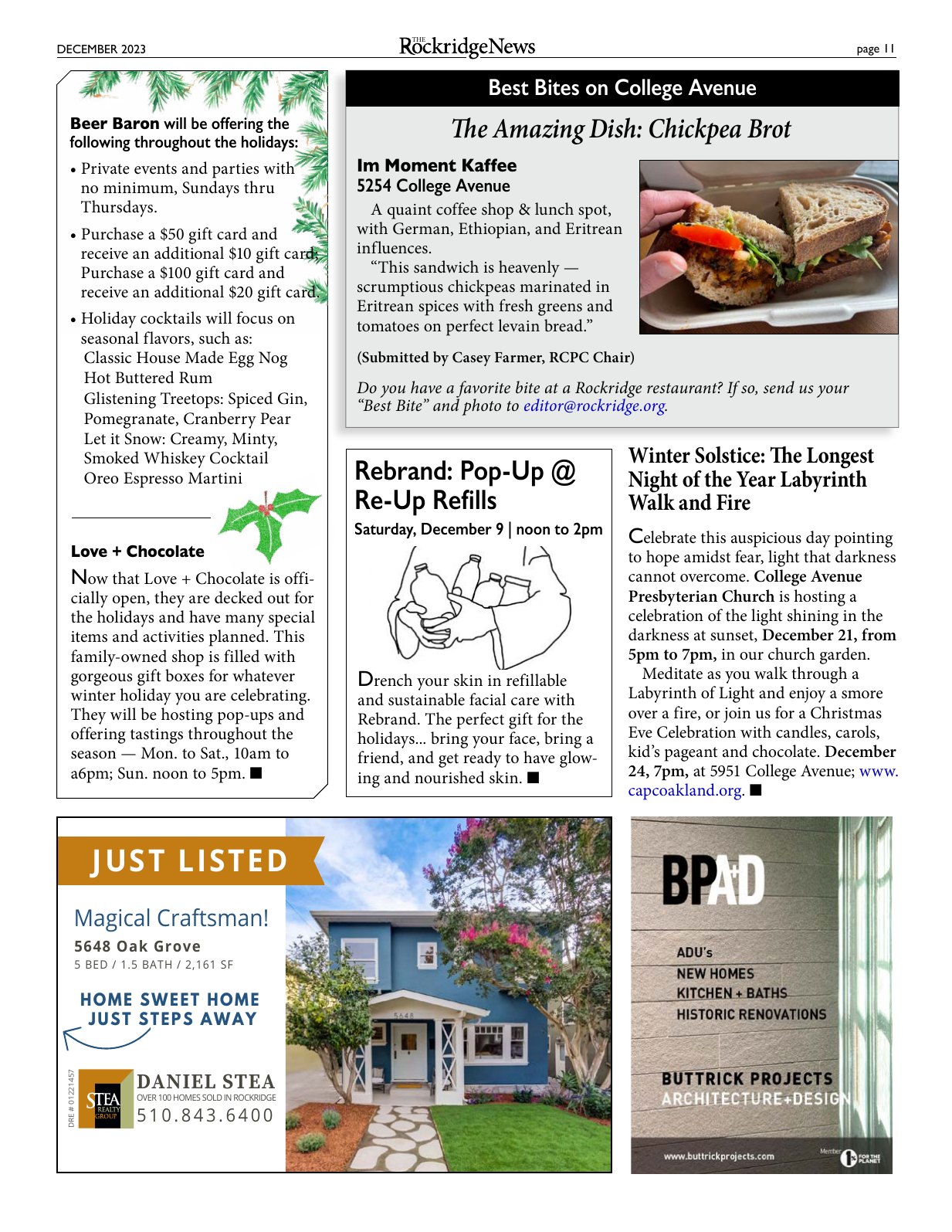 Click to zoom in The Rockridge News, December 2023, page 11