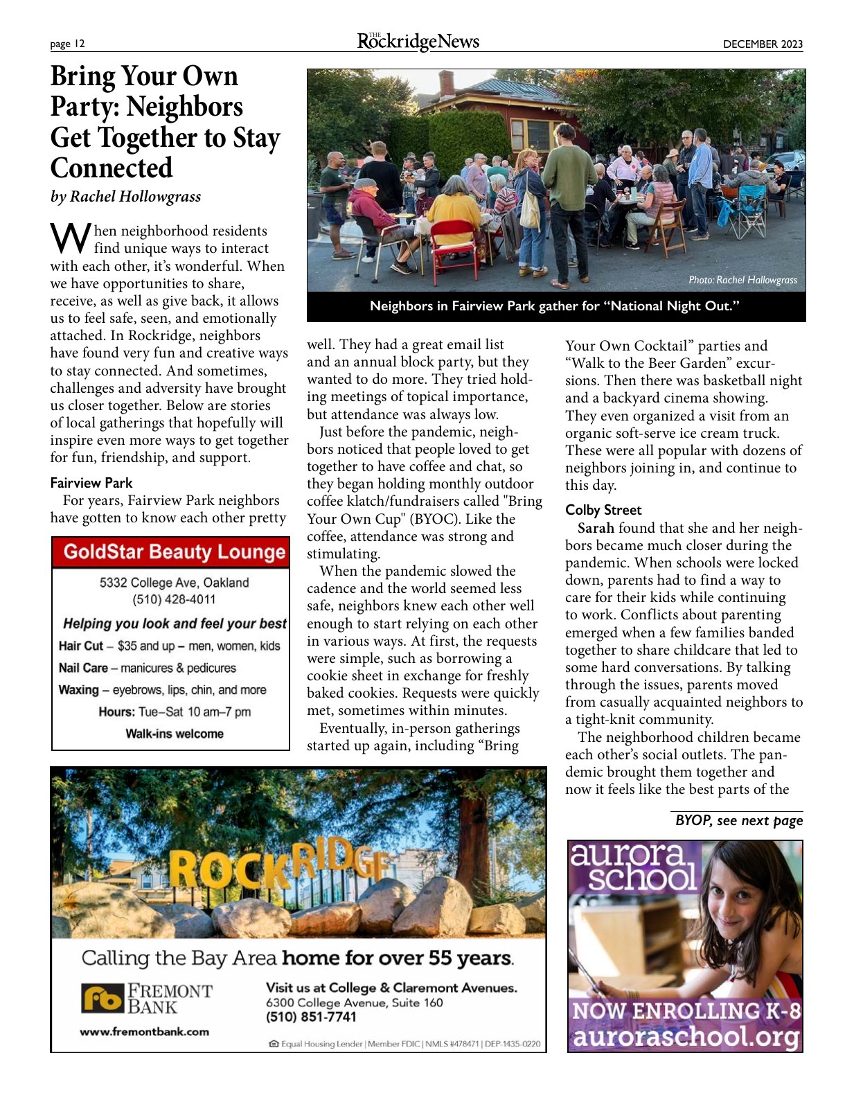 Click to zoom in The Rockridge News, December 2023, page 12