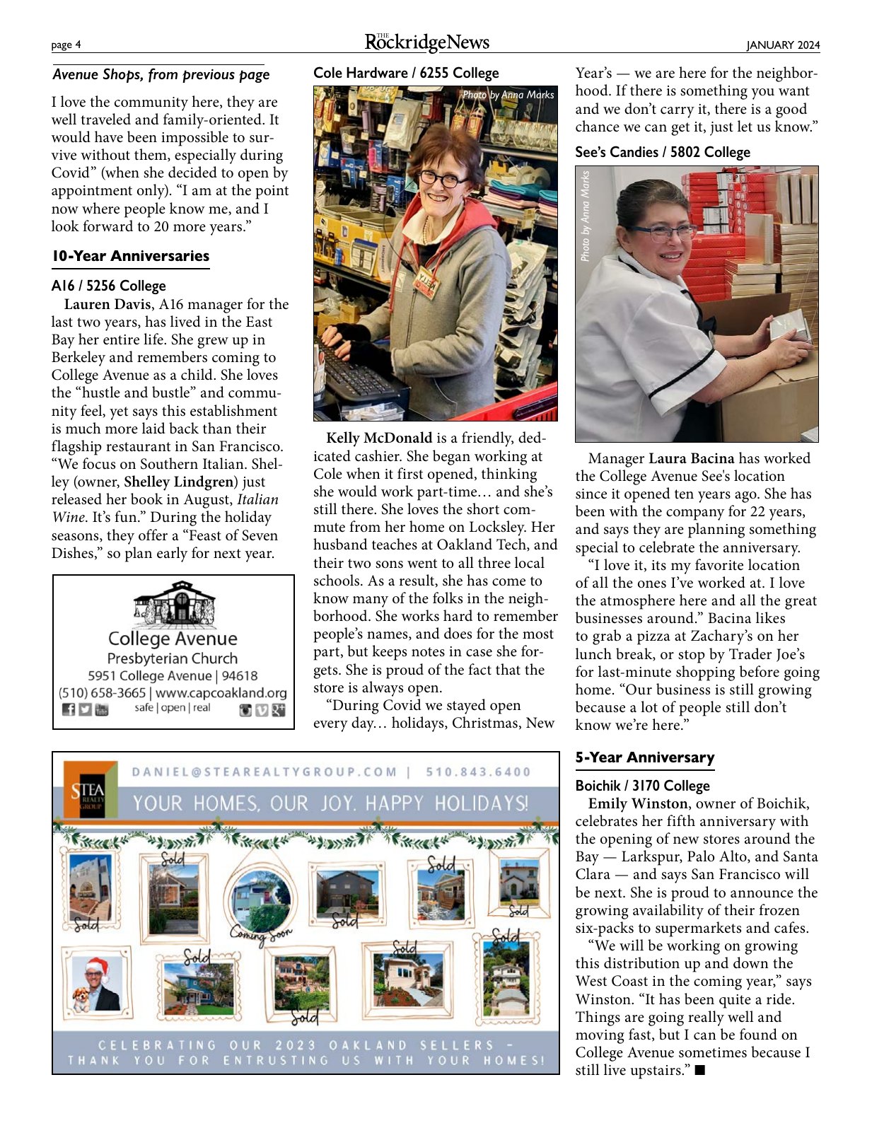Click to zoom in The Rockridge News, January 2024, page 4