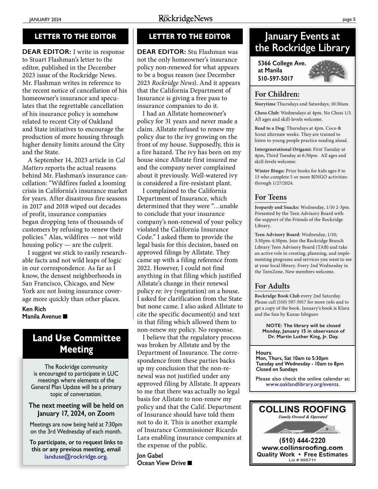 Click to zoom in The Rockridge News, January 2024, page 5