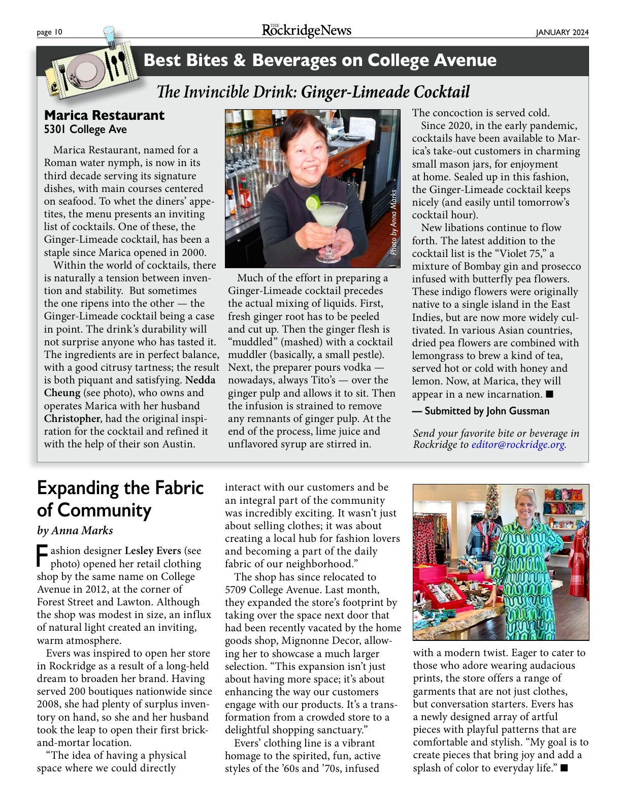 Click to zoom in The Rockridge News, January 2024, page 10