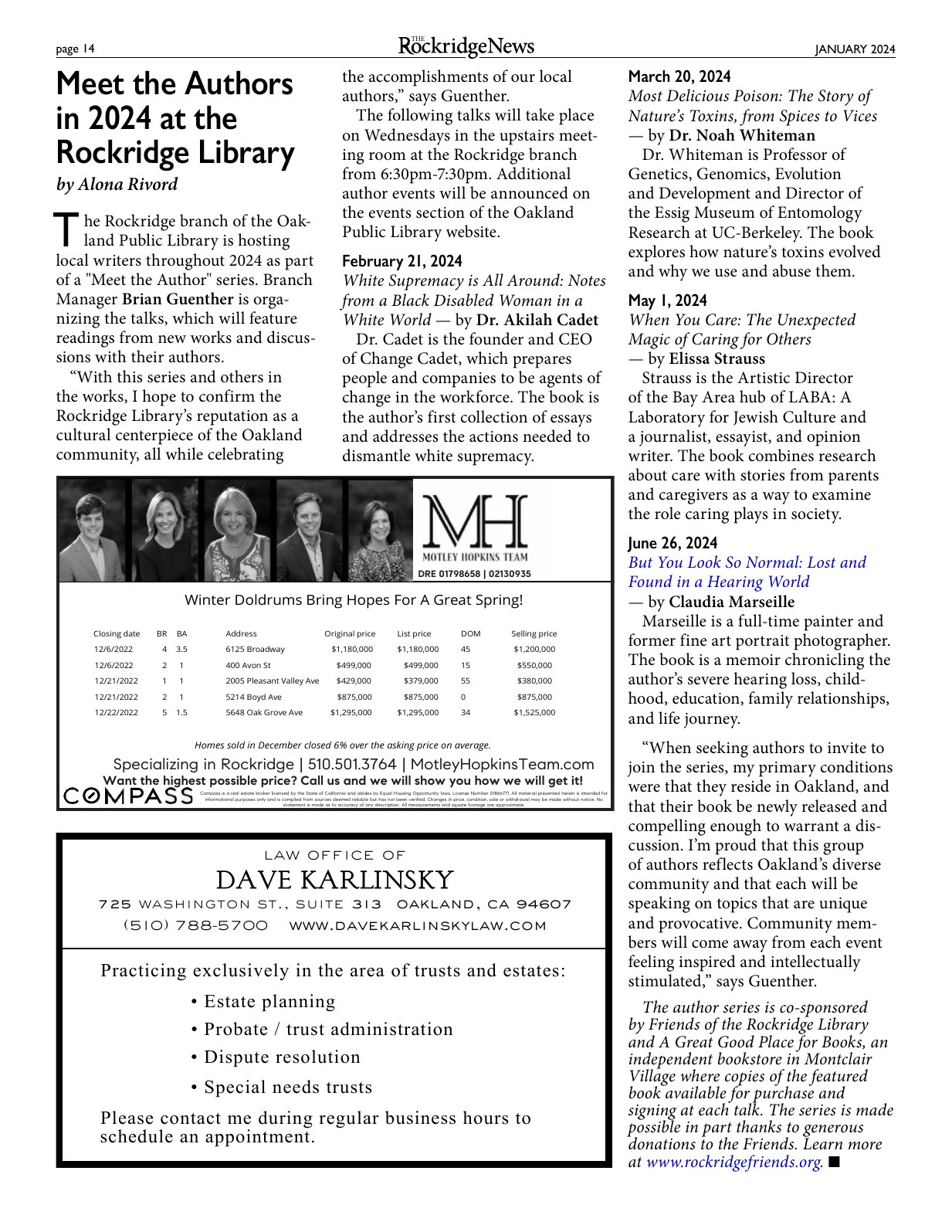 Click to zoom in The Rockridge News, January 2024, page 14