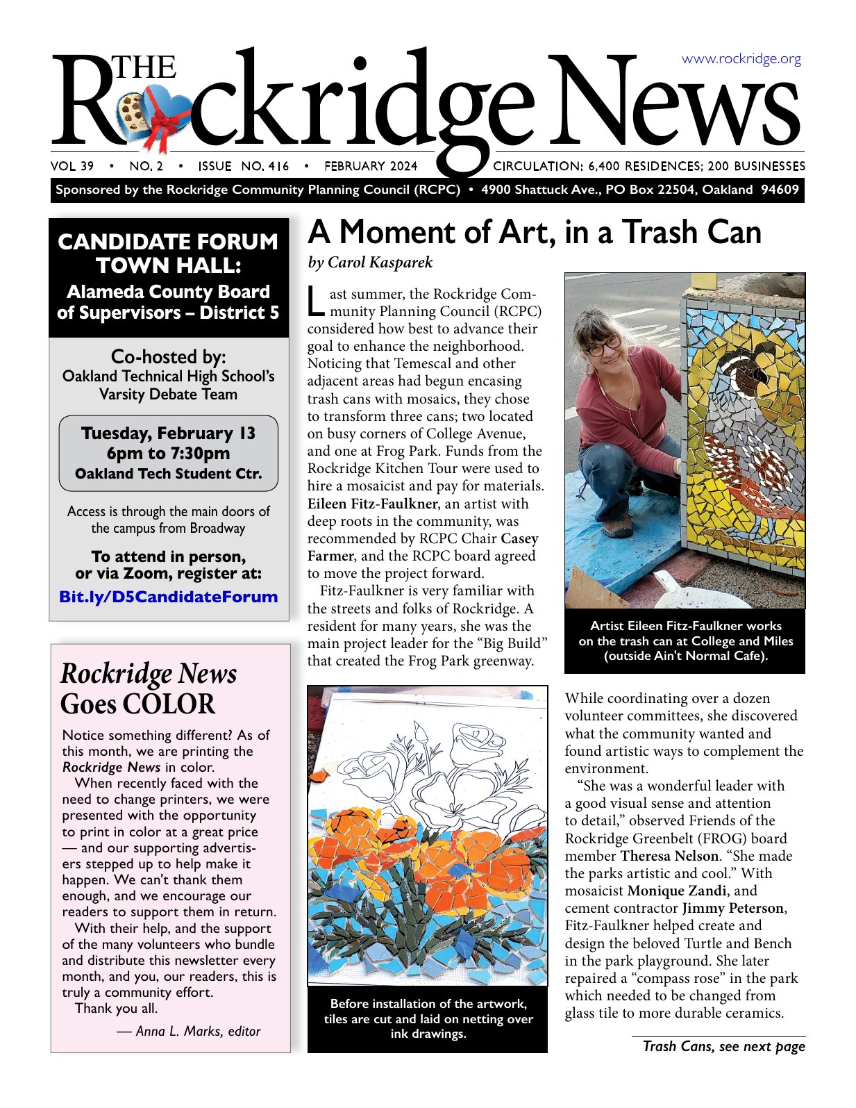 Click to zoom in The Rockridge News, February 2024, page 1