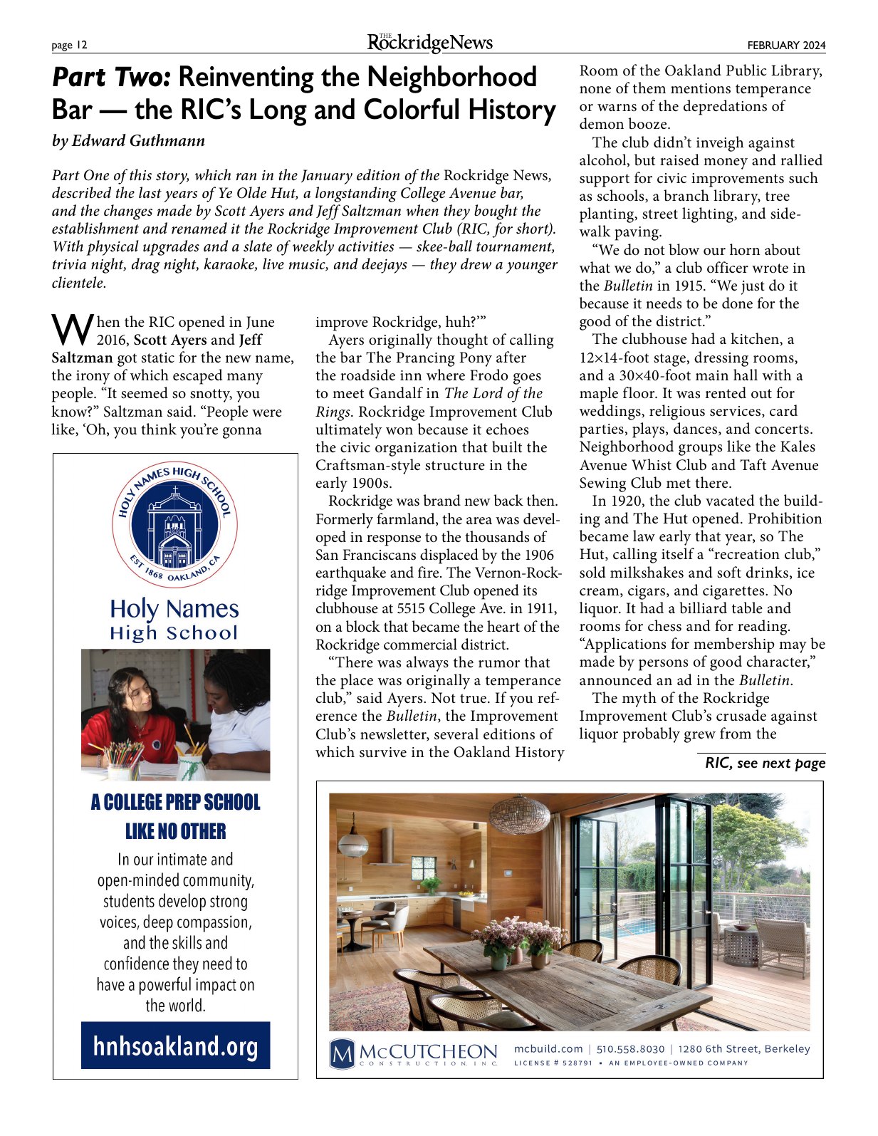 Click to zoom in The Rockridge News, February 2024, page 12