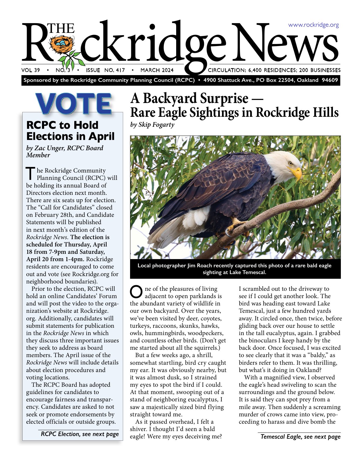Click to zoom in The Rockridge News, March 2024, page 1