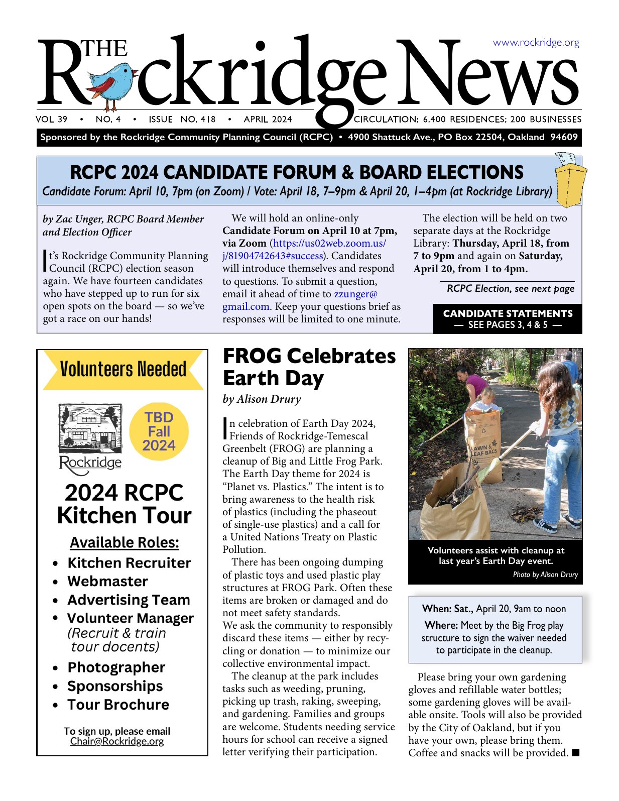Click to zoom in The Rockridge News, April 2024, page 1