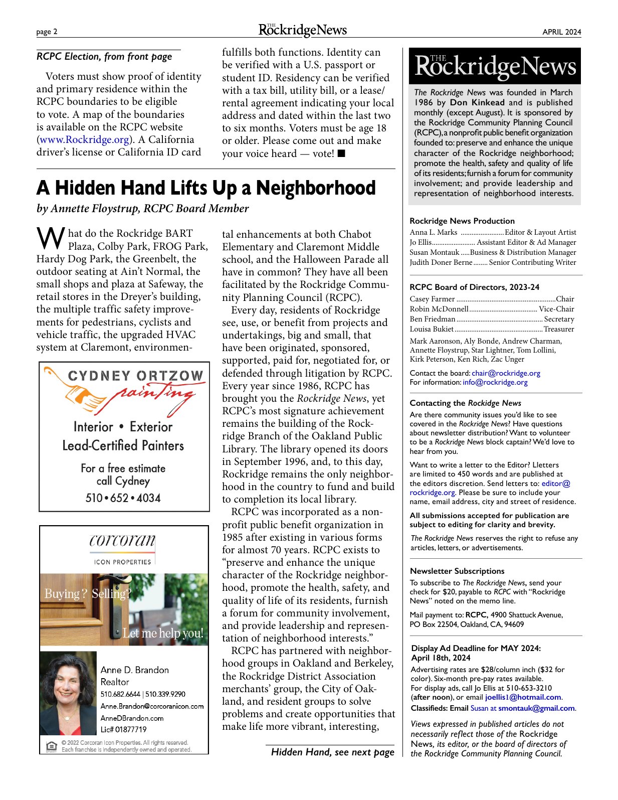 Click to zoom in The Rockridge News, April 2024, page 2