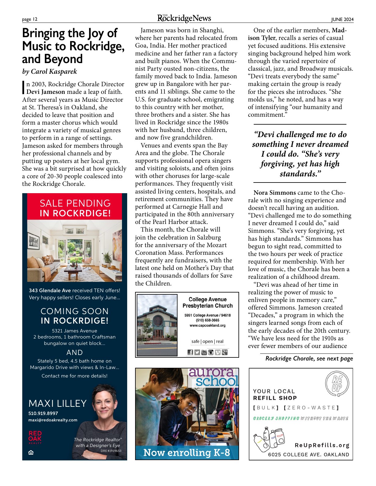 Click to zoom in The Rockridge News, June 2024, page 12