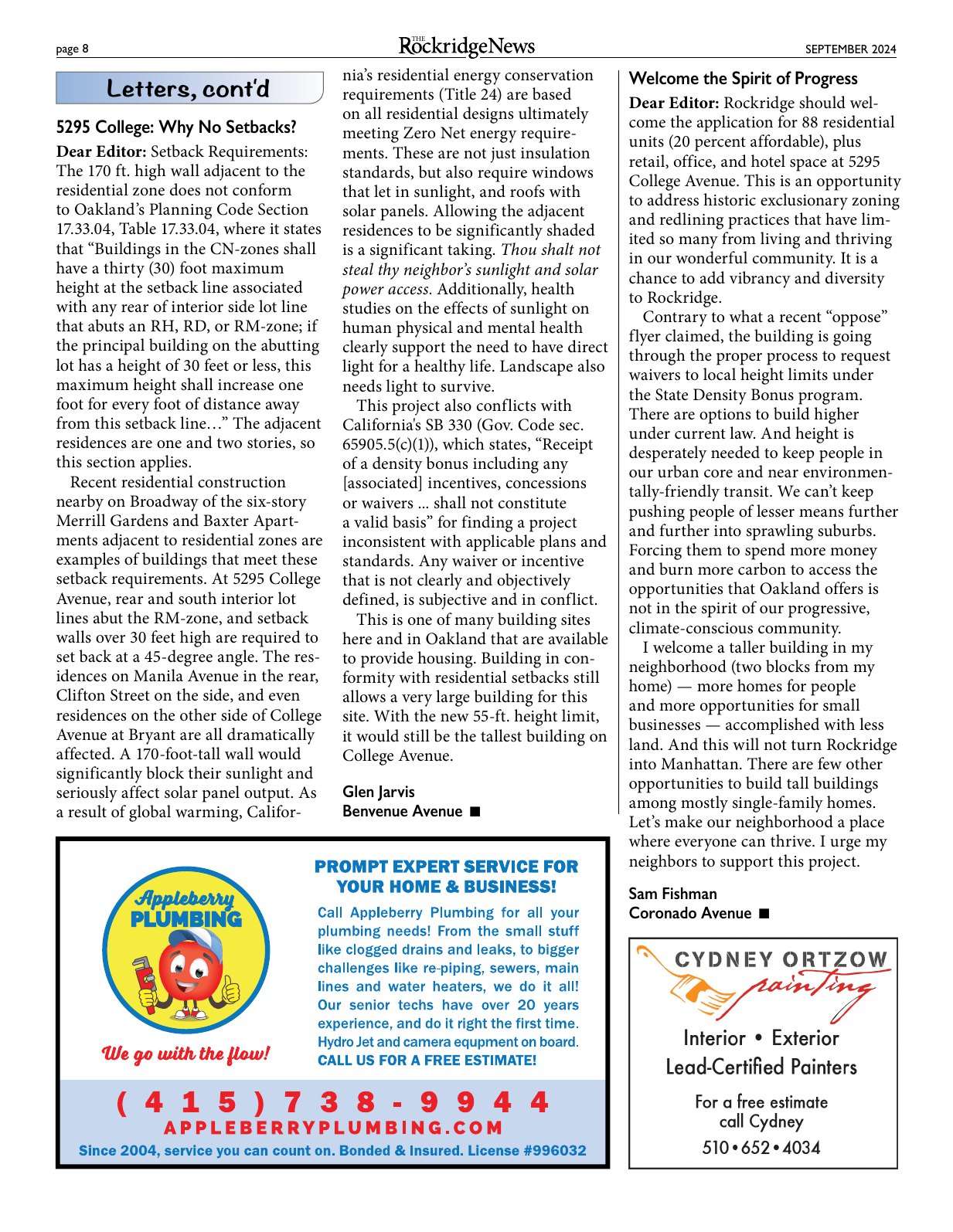 Click to zoom in The Rockridge News, September 2024, page 8