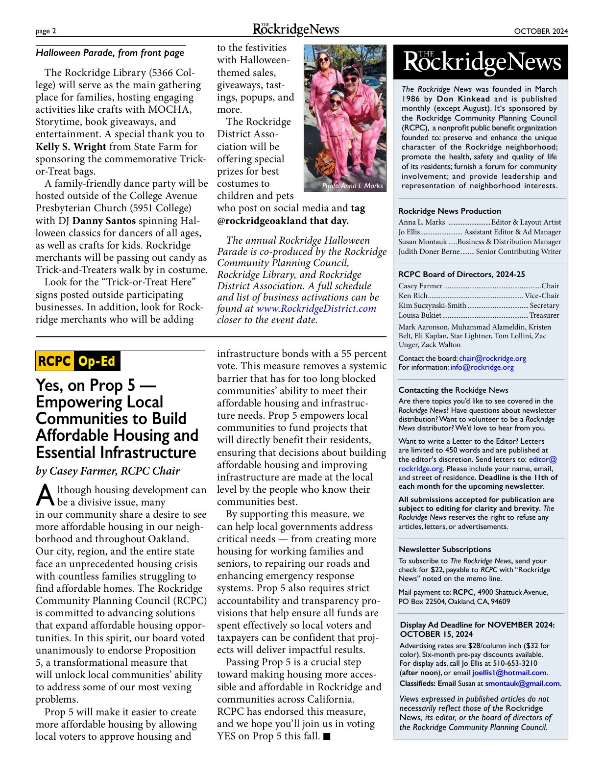 Click to zoom in The Rockridge News, October 2024, page 2