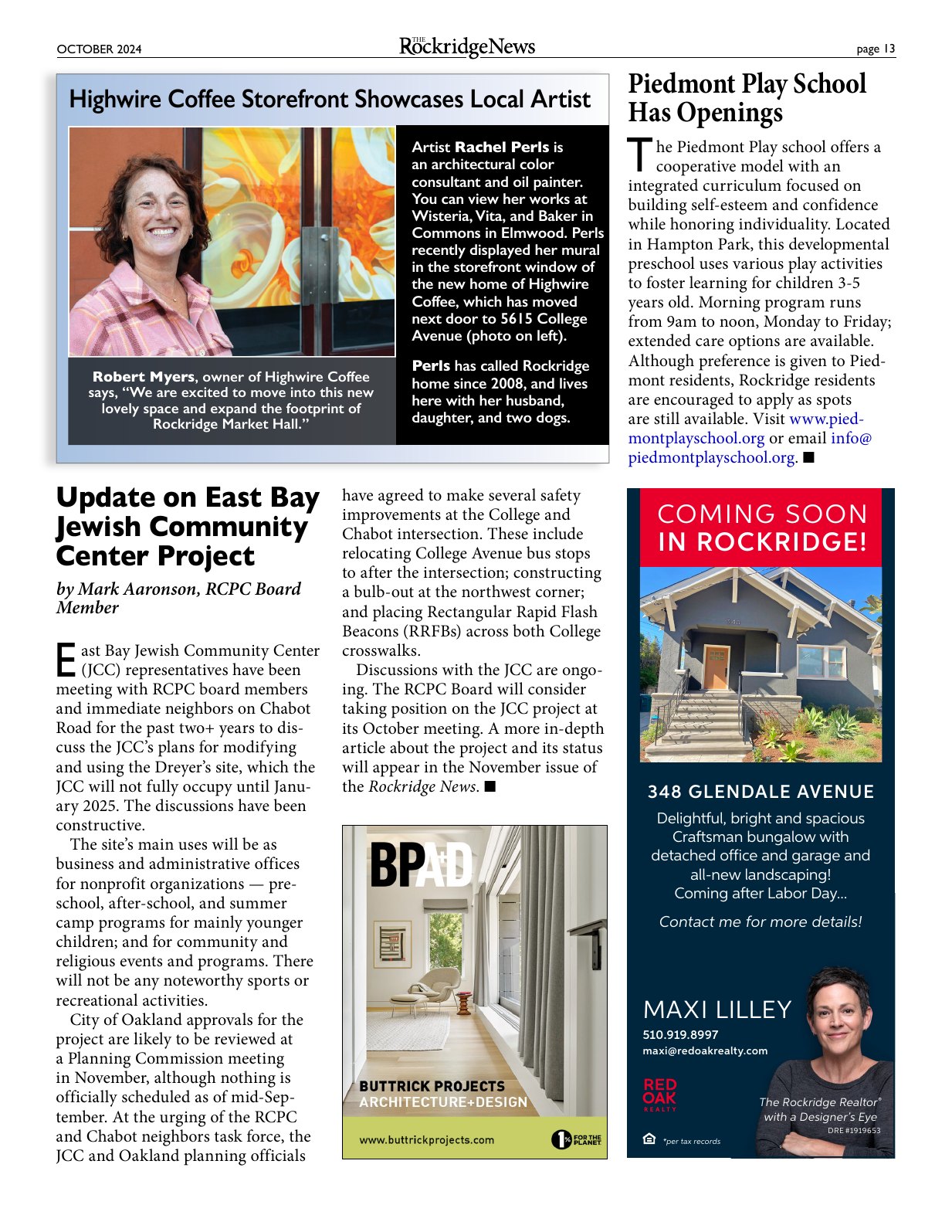 Click to zoom in The Rockridge News, October 2024, page 13