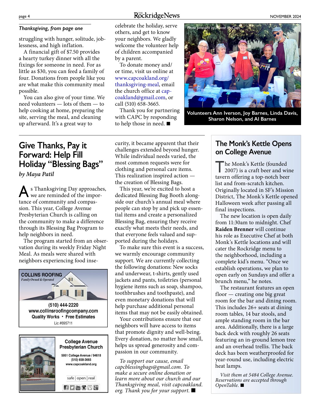 Click to zoom in The Rockridge News, November 2024, page 4