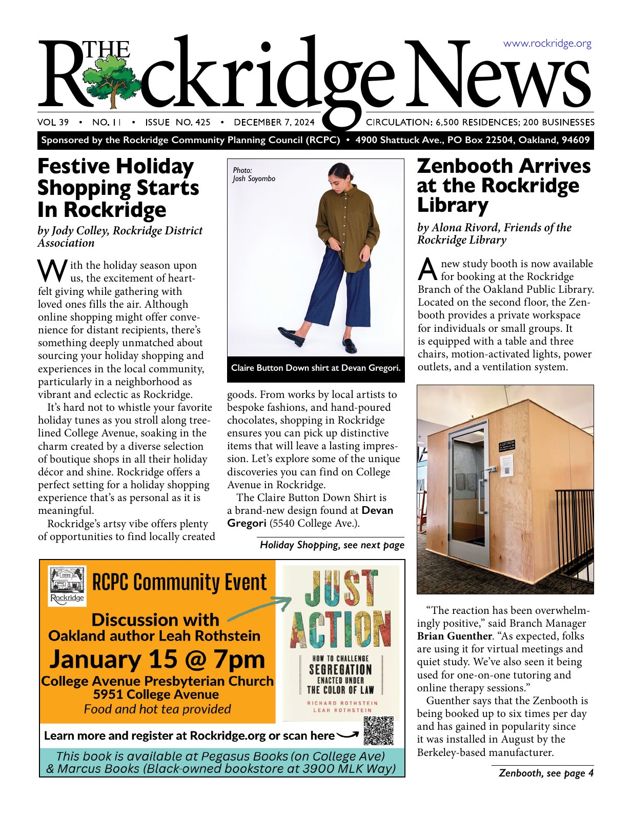 Click to zoom in The Rockridge News, December 2024, page 1