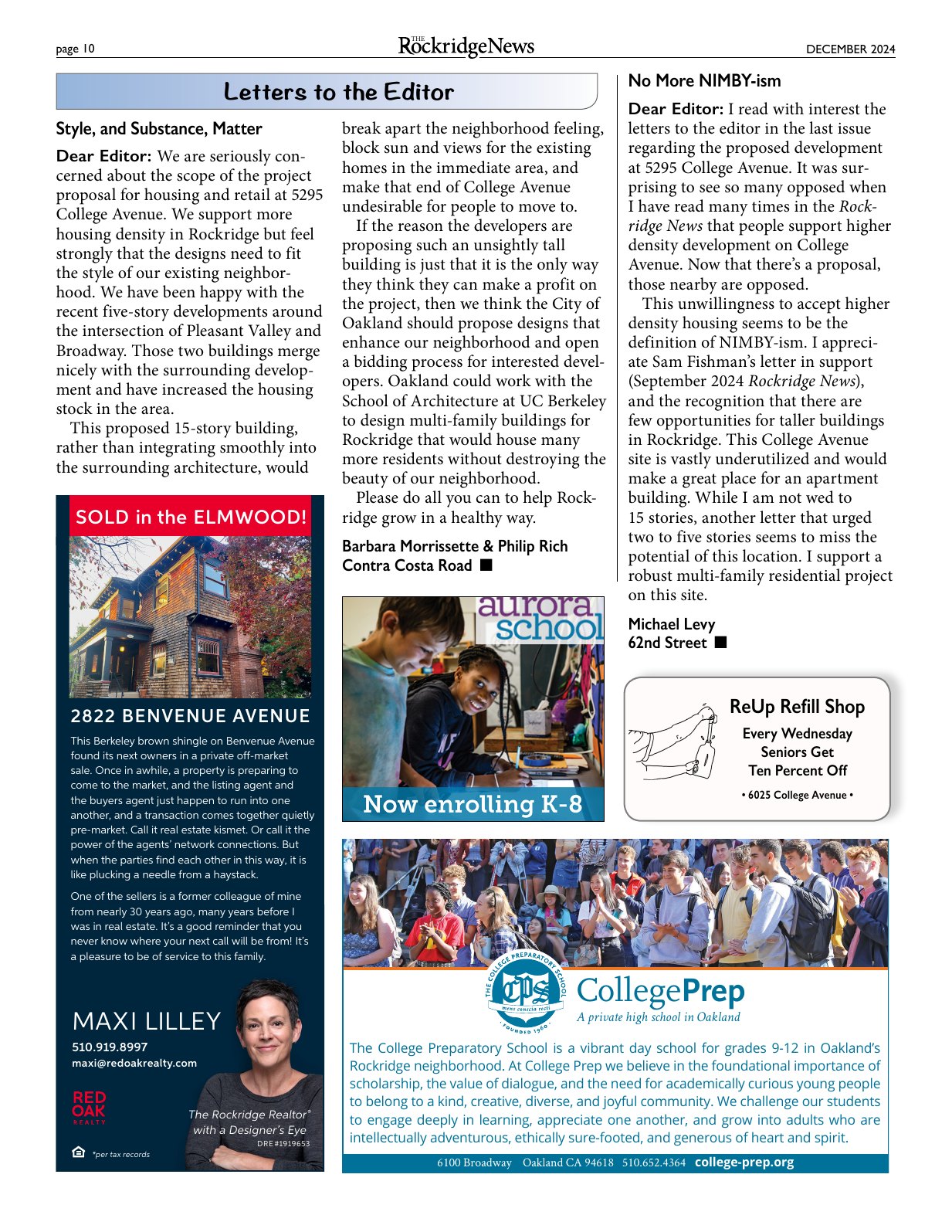 Click to zoom in The Rockridge News, December 2024, page 10