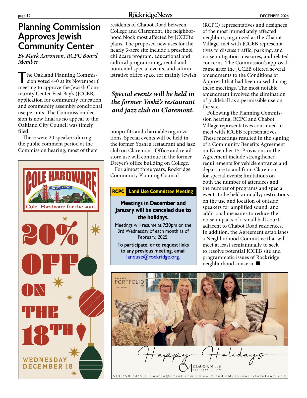 Click to zoom in The Rockridge News, December 2024, page 12