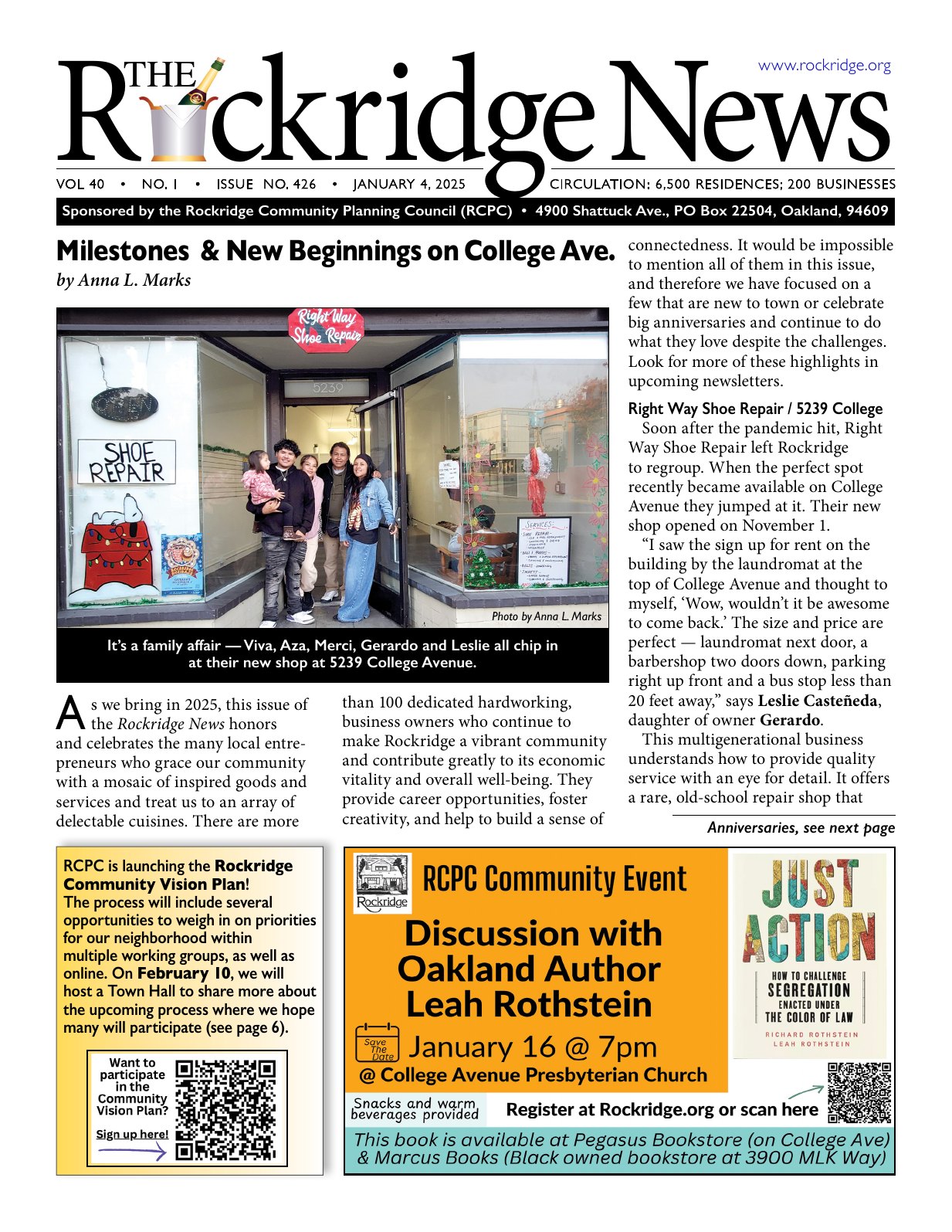 Click to zoom in The Rockridge News, January 2025, page 1
