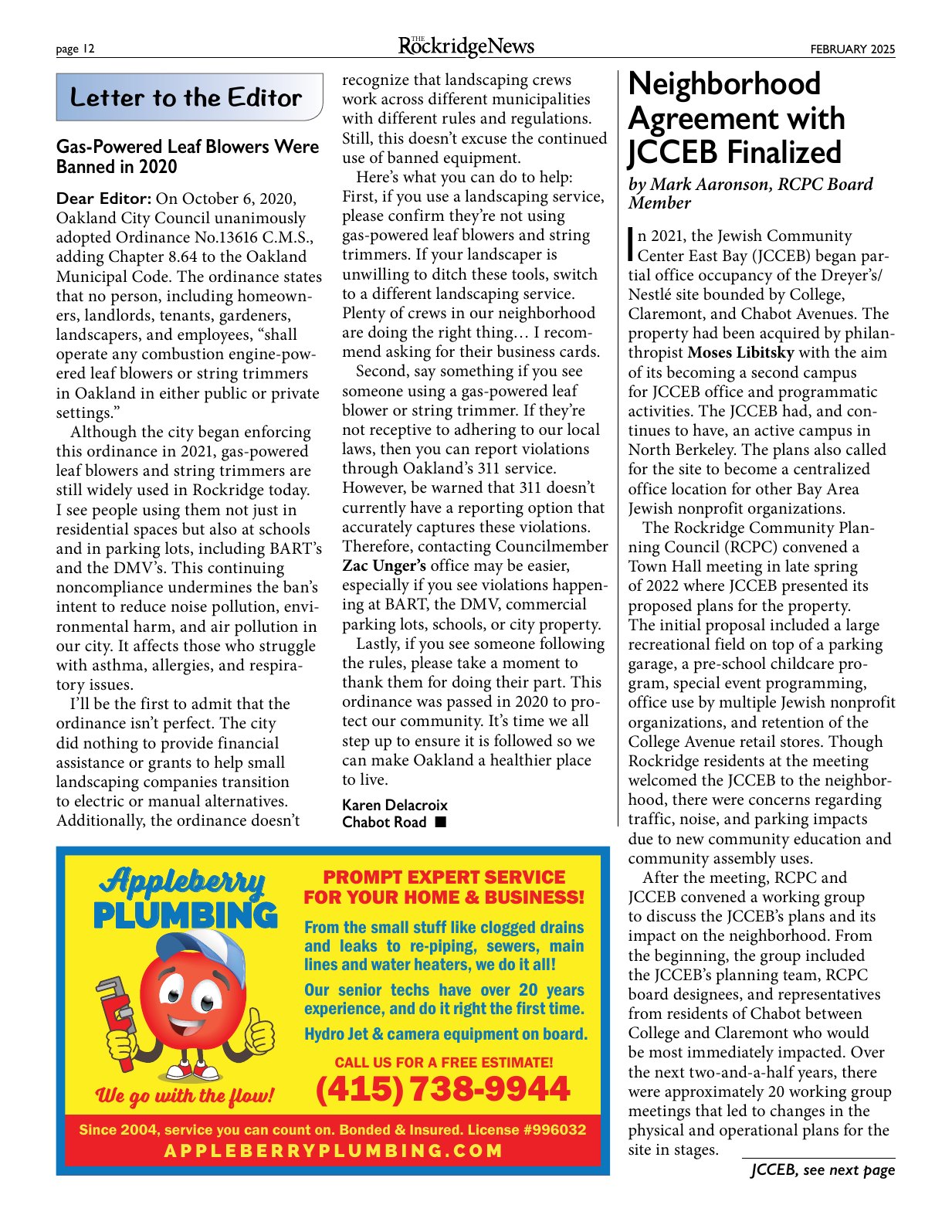 Click to zoom in The Rockridge News, February 2025, page 12