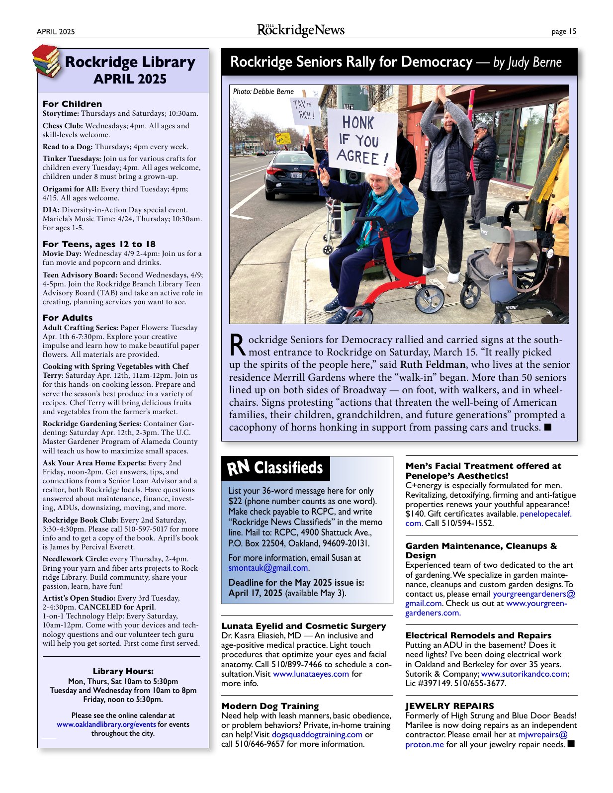 Click to zoom in The Rockridge News, April 2025, page 15