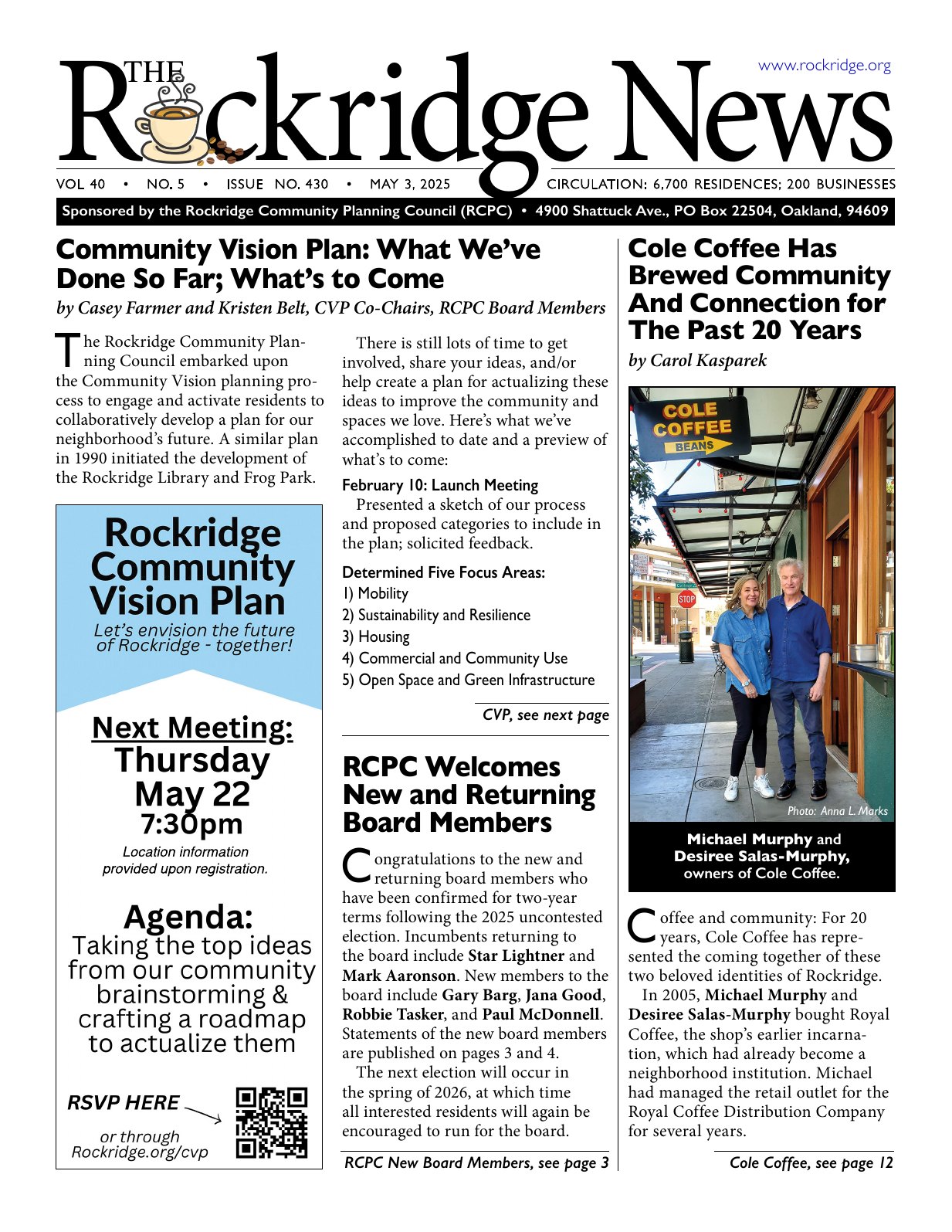 Click to zoom in The Rockridge News, May 2025, page 1