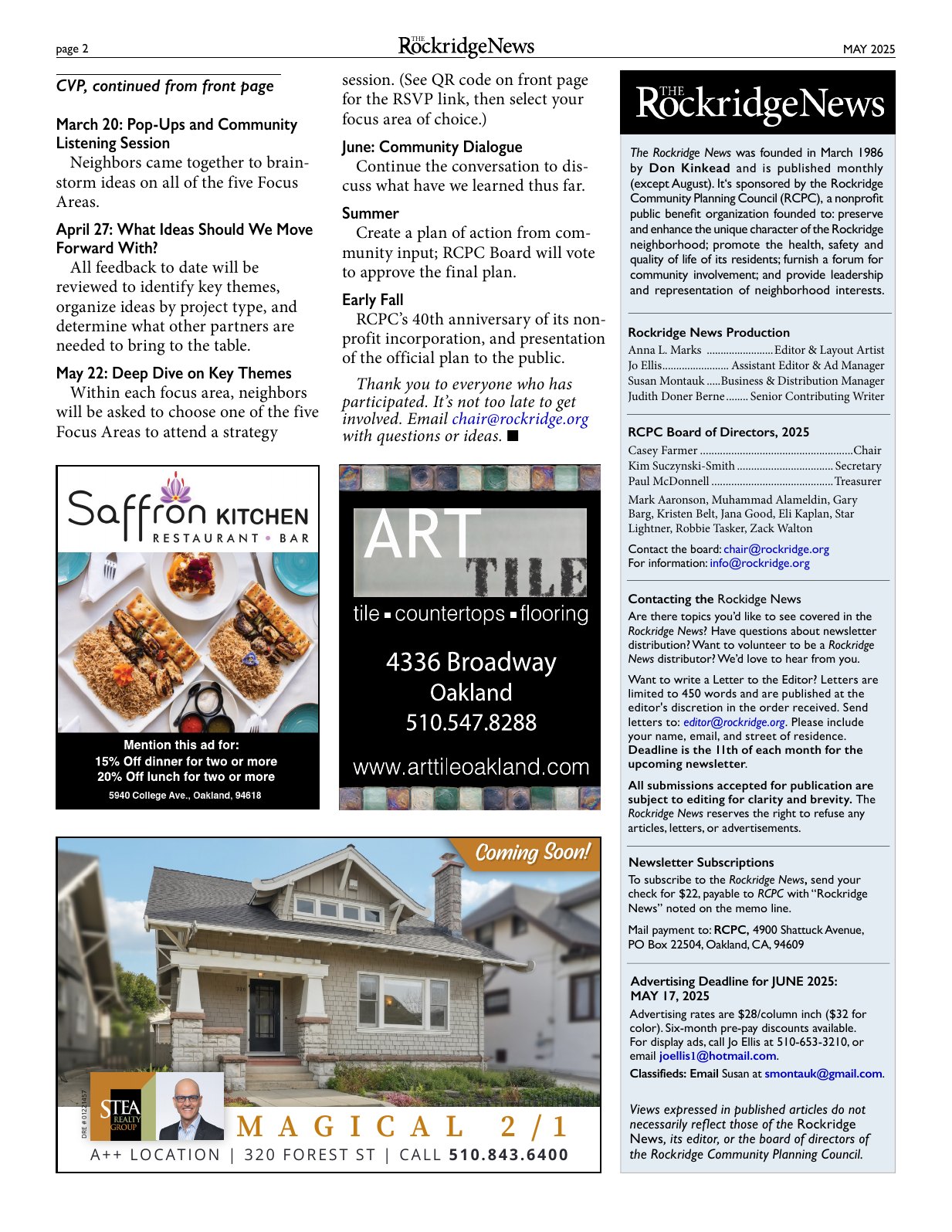 Click to zoom in The Rockridge News, May 2025, page 2