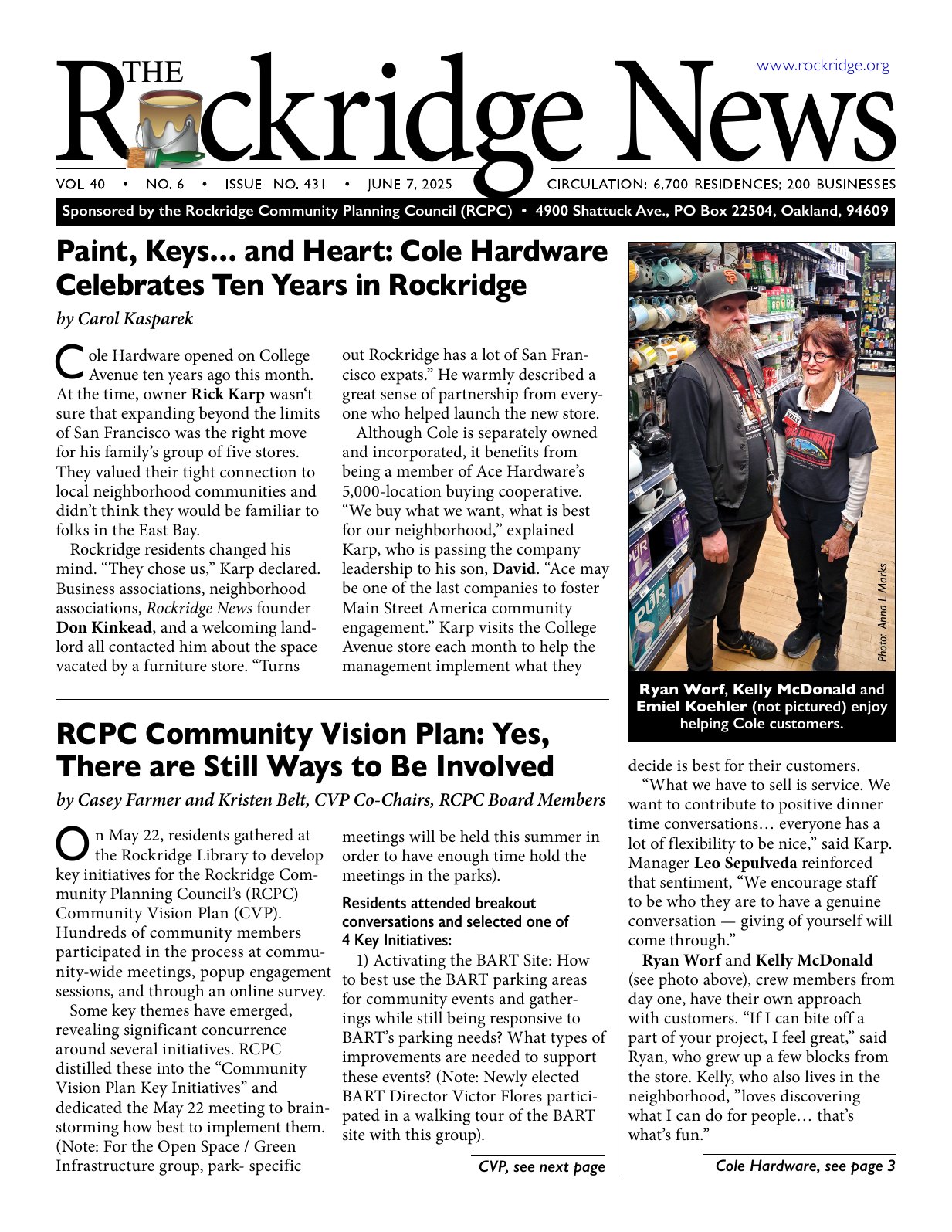 Click to zoom in The Rockridge News, June 2025, page 1