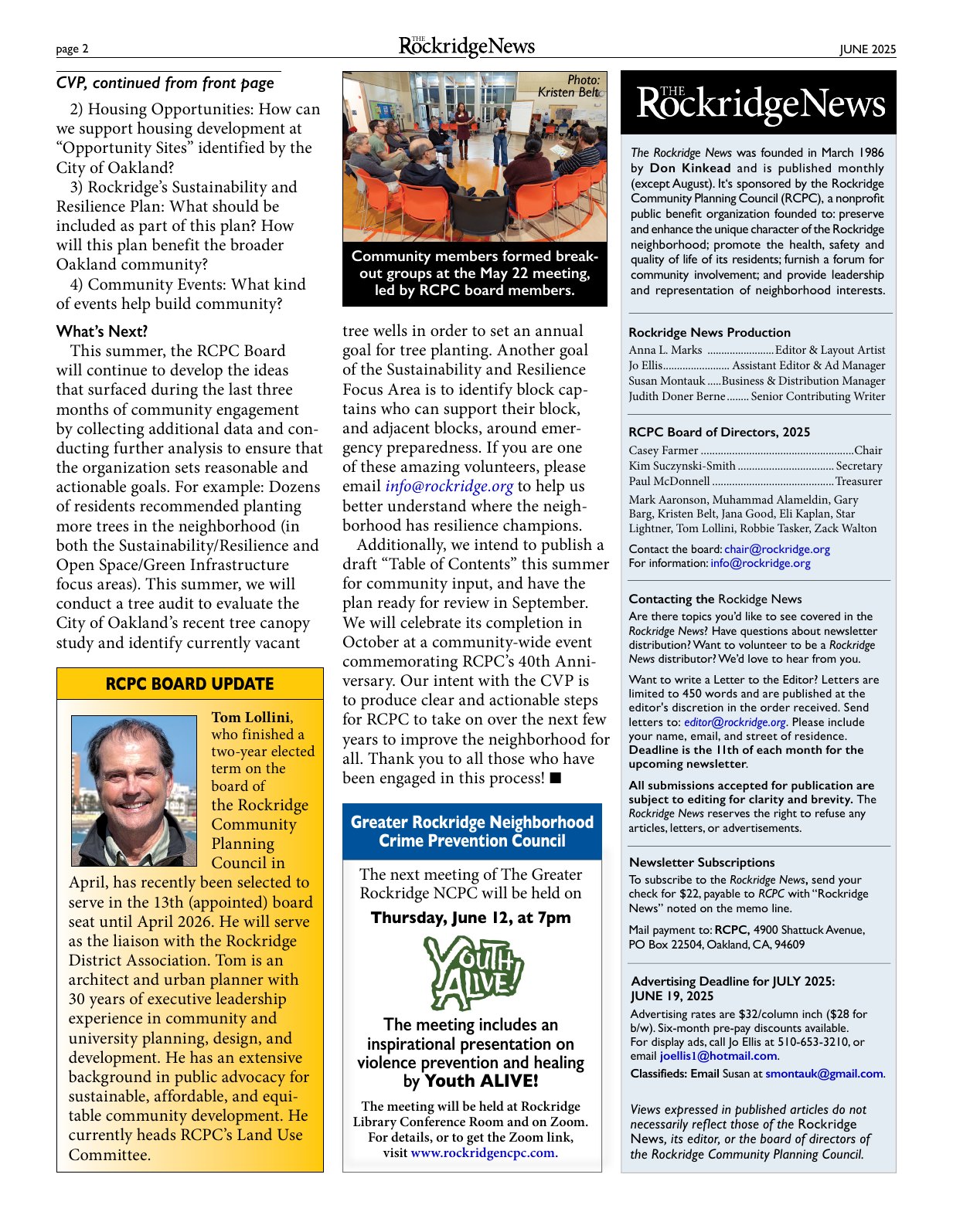 Click to zoom in The Rockridge News, June 2025, page 2