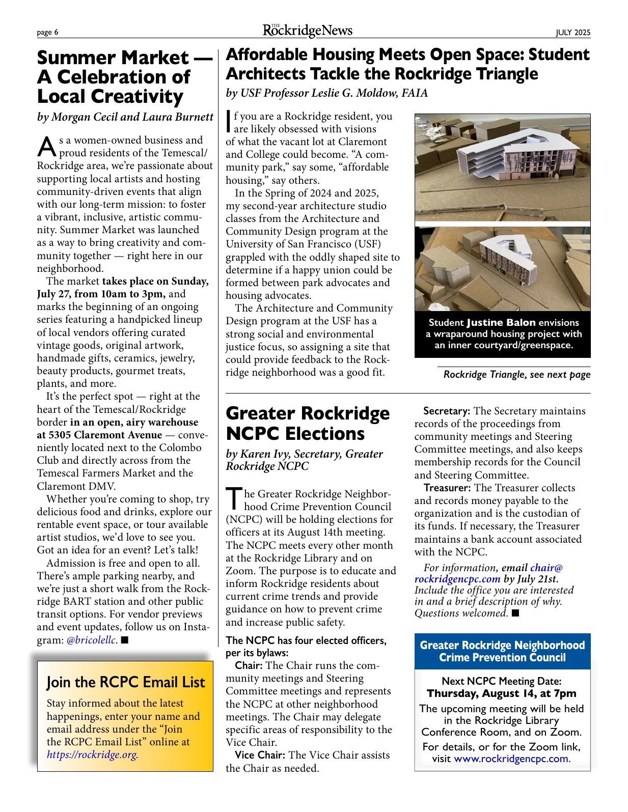 Click to zoom in The Rockridge News, July 2025, page 6