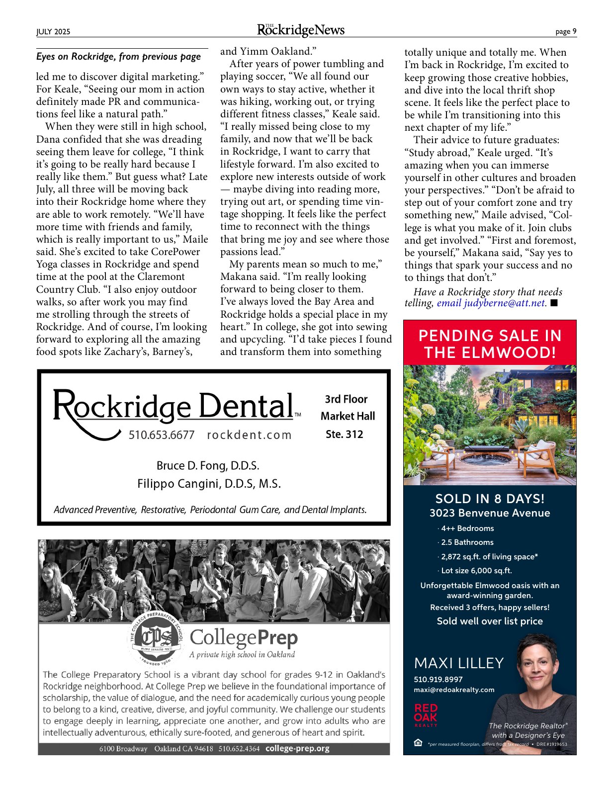 Click to zoom in The Rockridge News, July 2025, page 9