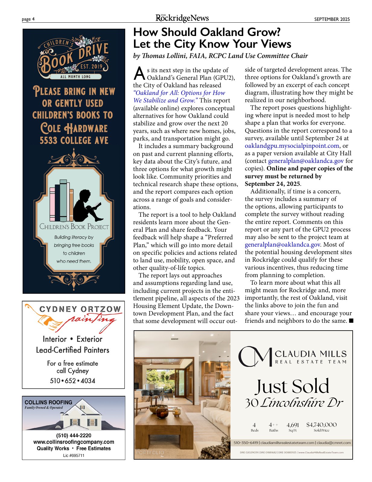 Click to zoom in The Rockridge News, September 2025, page 4