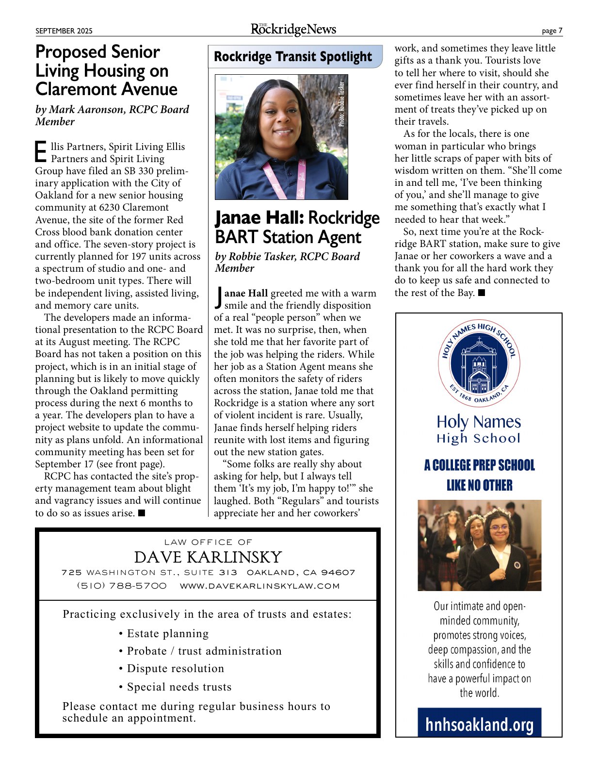 Click to zoom in The Rockridge News, September 2025, page 7