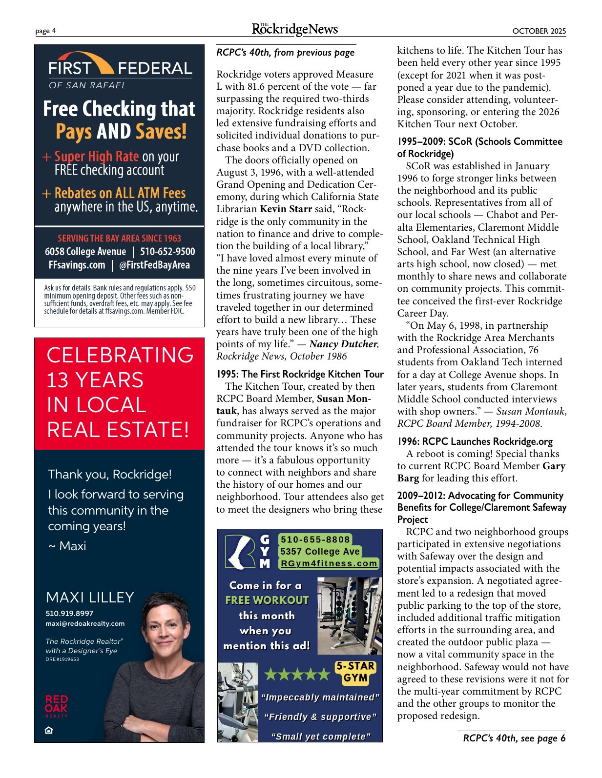 Click to zoom in The Rockridge News, October 2025, page 4