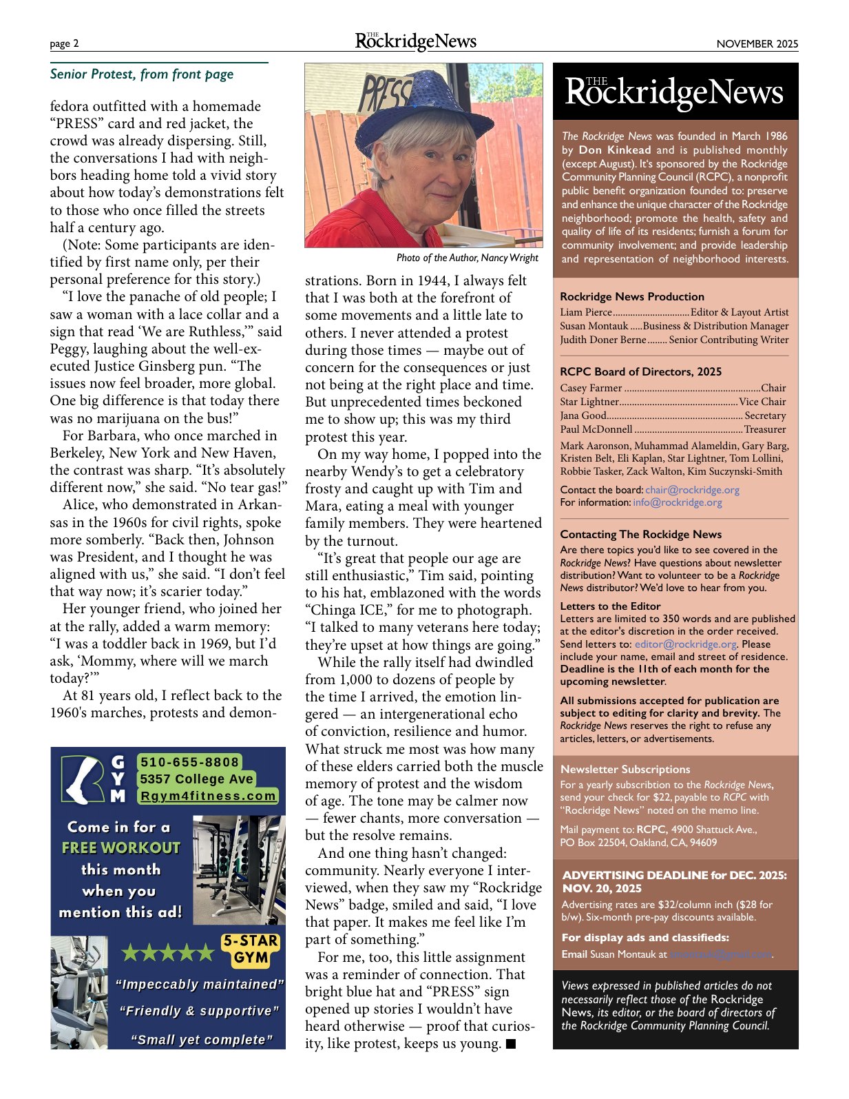 Click to zoom in The Rockridge News, November 2025, page 2