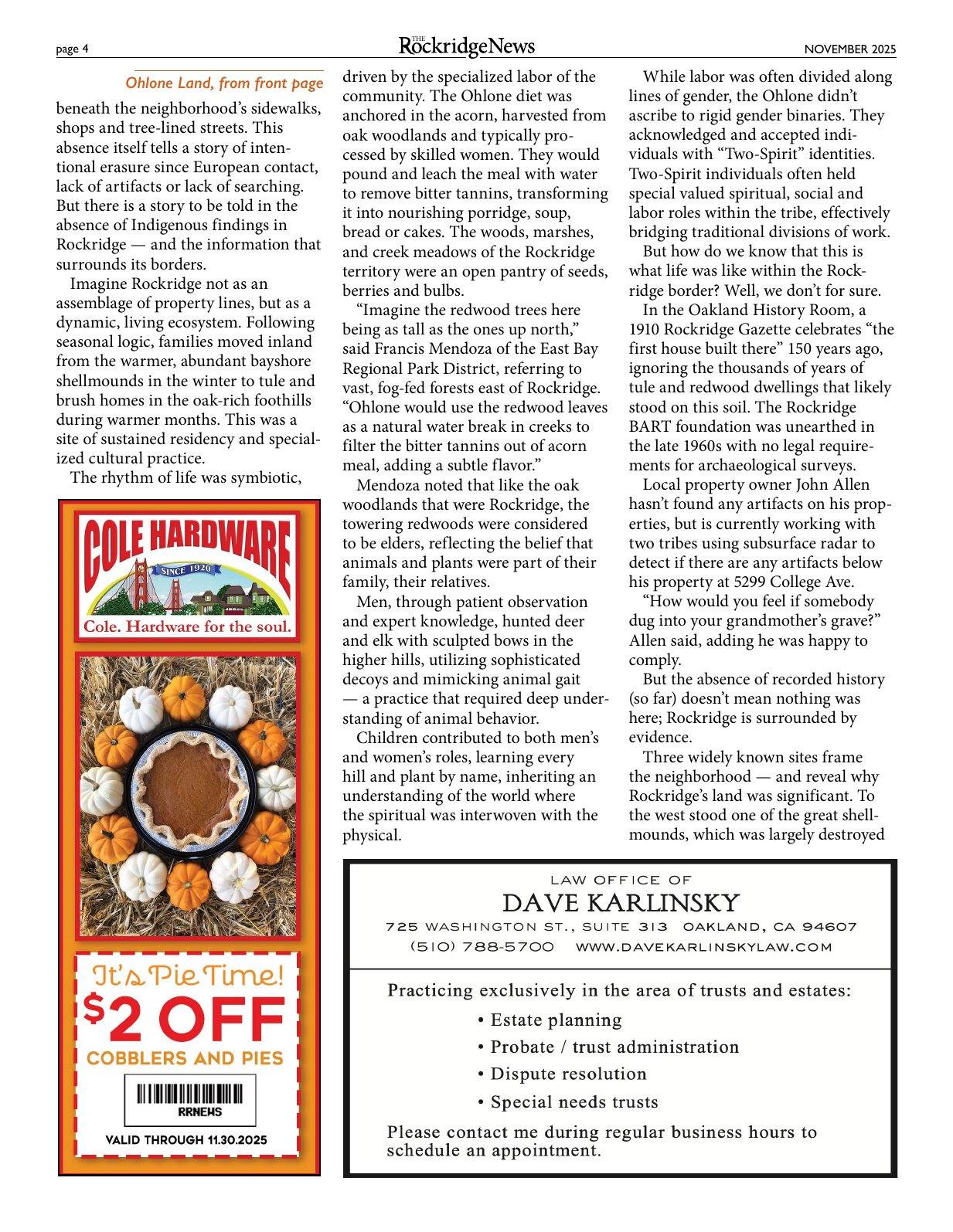 Click to zoom in The Rockridge News, November 2025, page 4