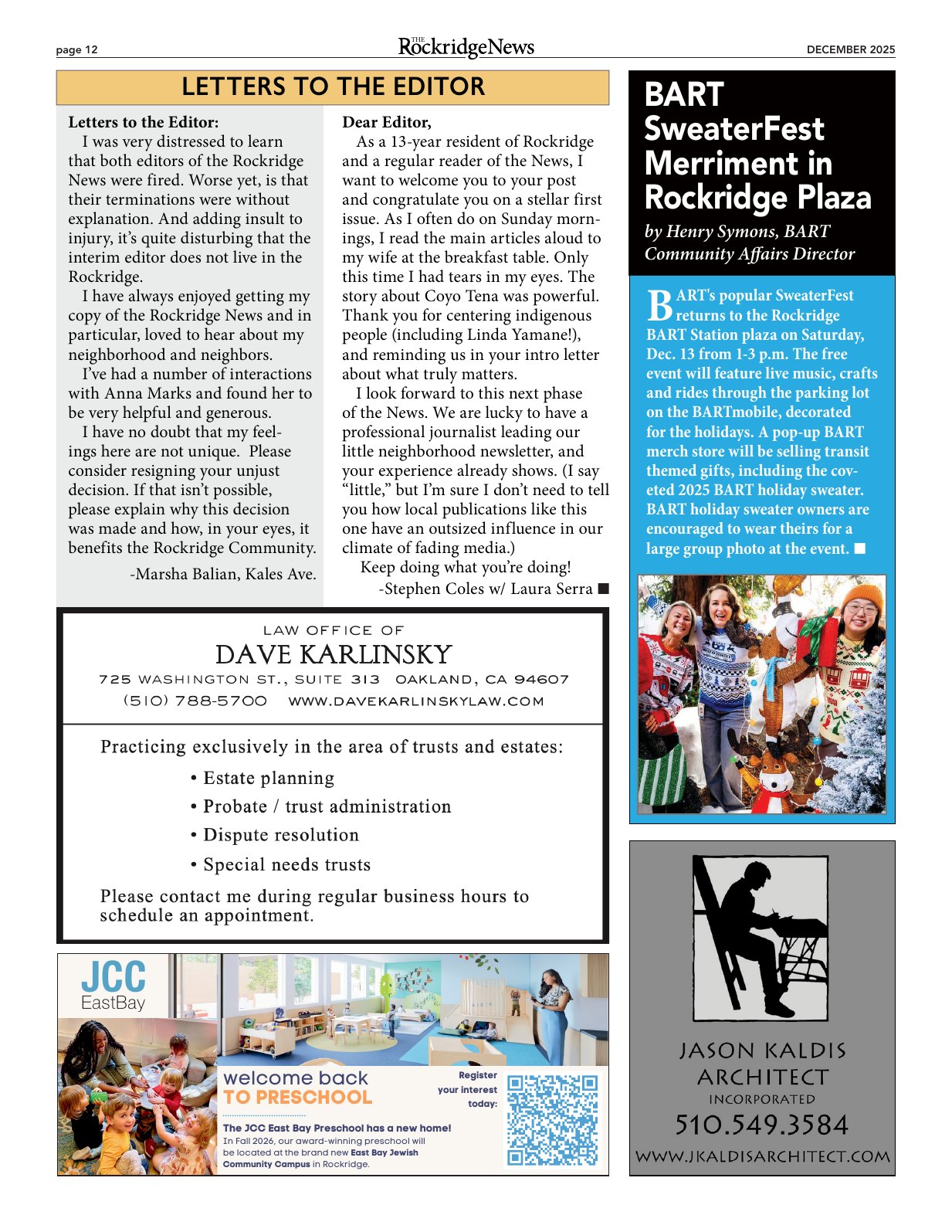 Click to zoom in The Rockridge News, December 2025, page 12