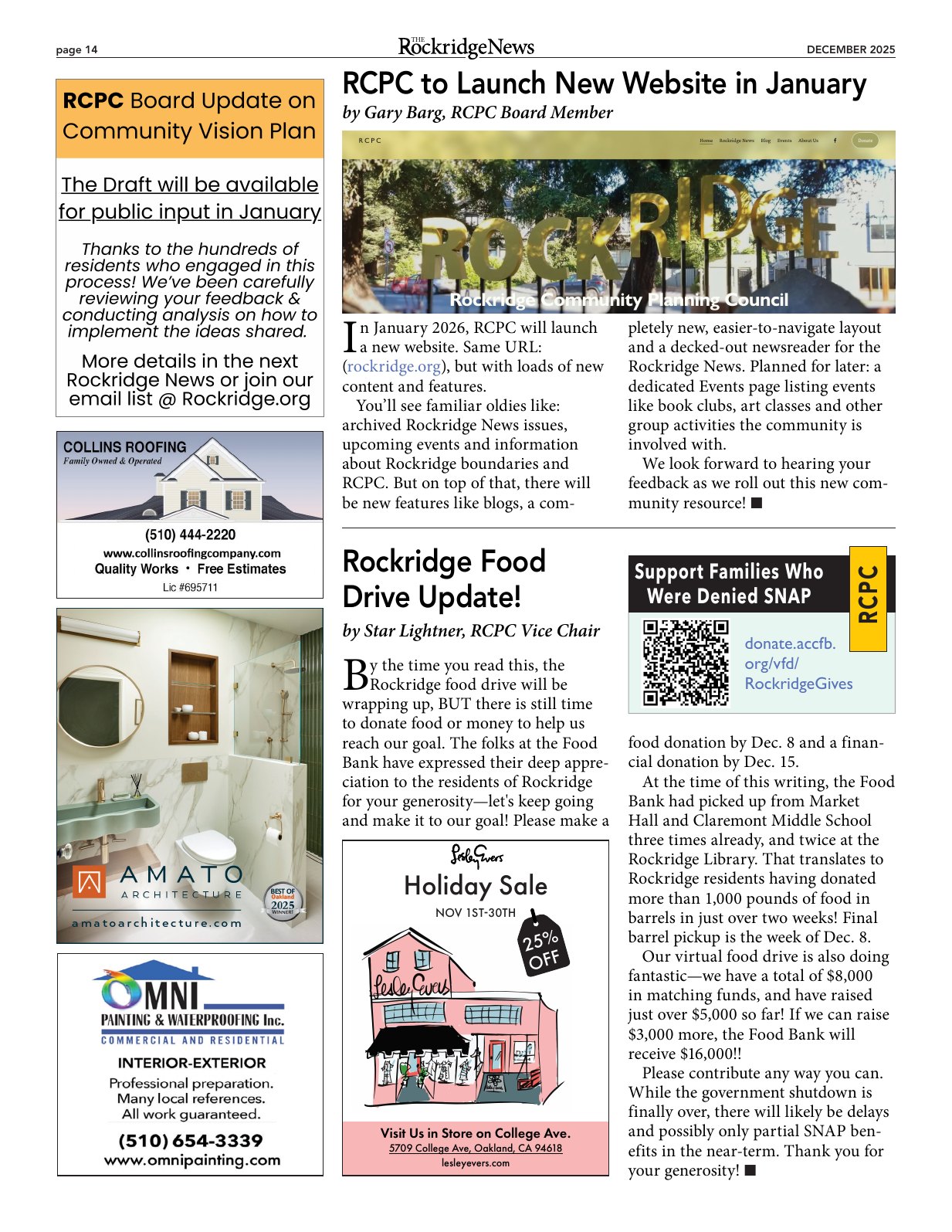 Click to zoom in The Rockridge News, December 2025, page 14