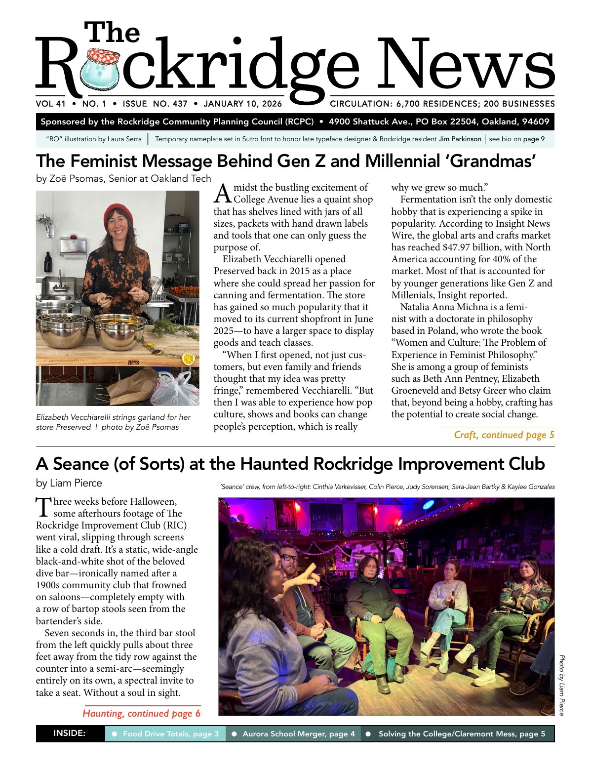 Click to zoom in The Rockridge News, January 2026, page 1